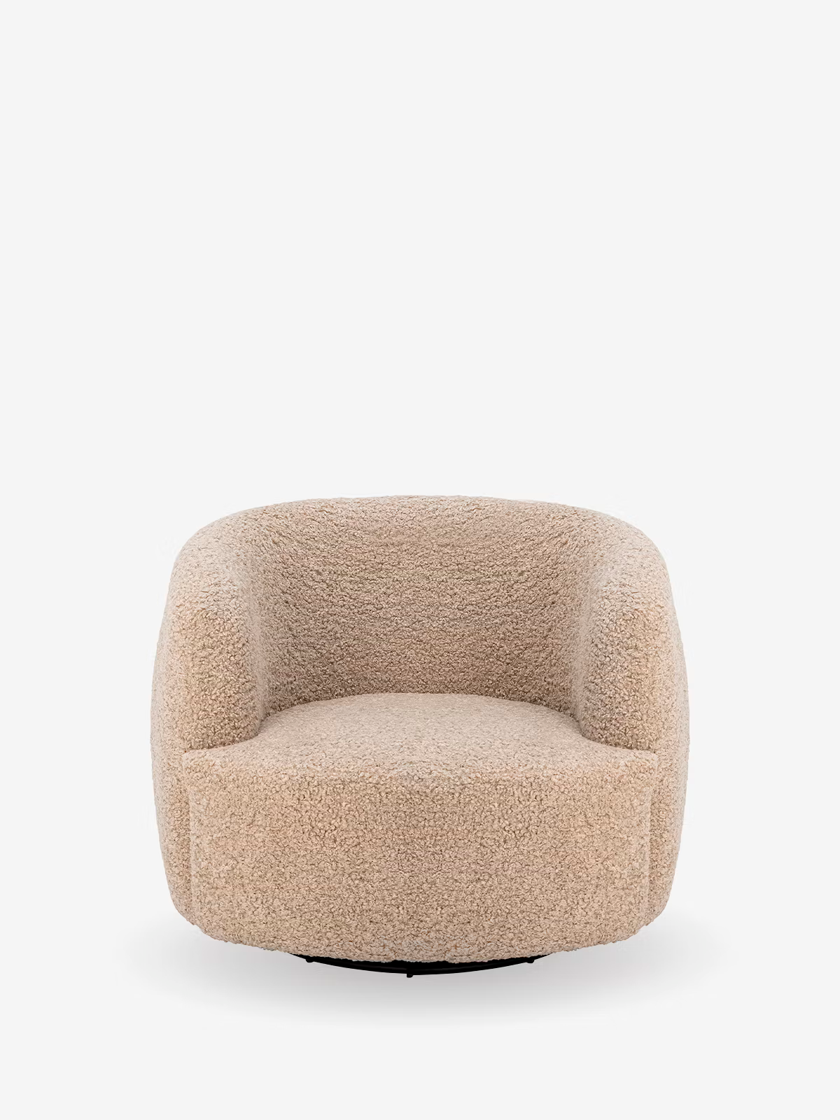 BOCCA Poltroncina lounge girevole in tessuto teddy color beige mandorla