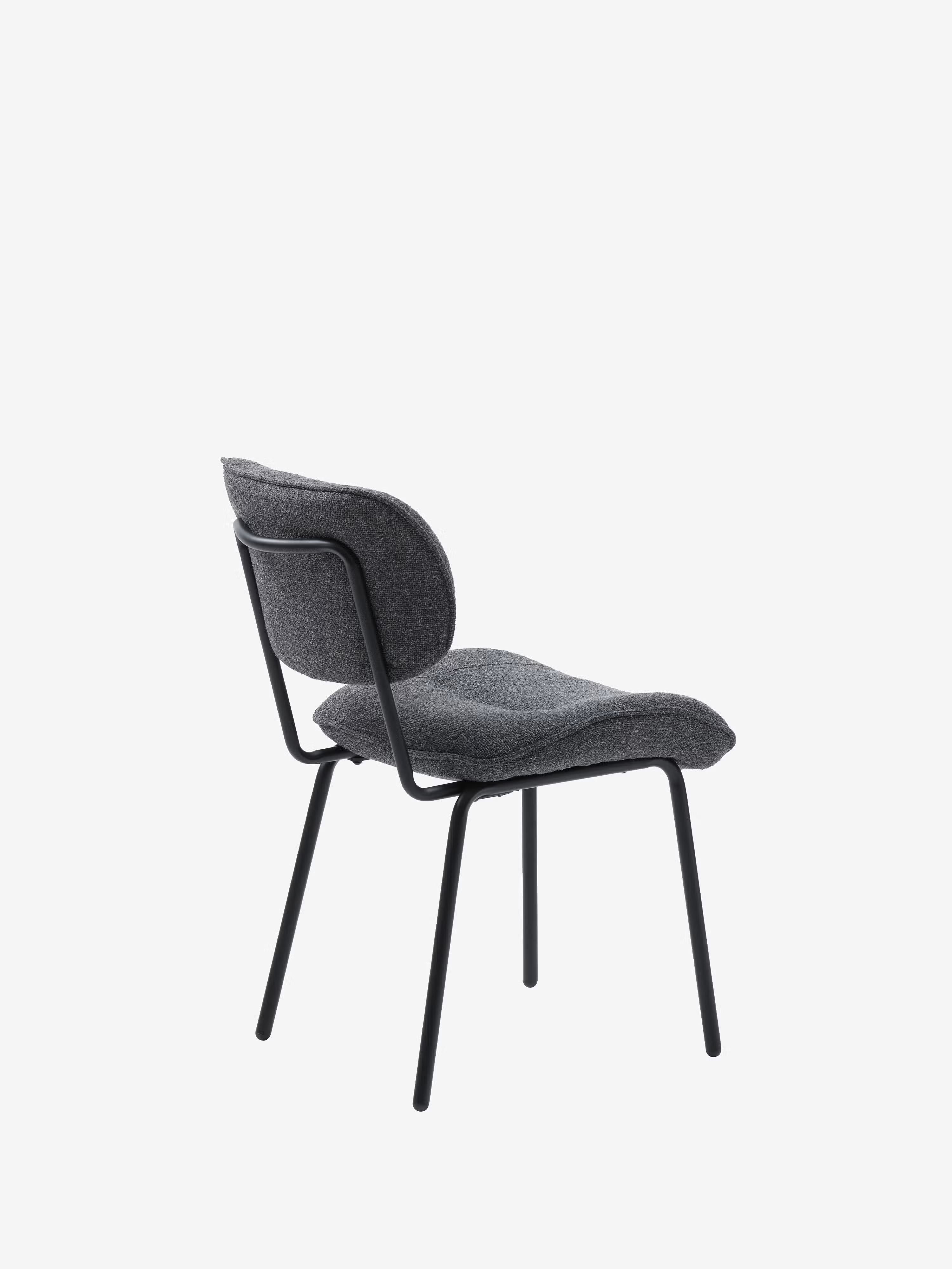 Chaise Buffalo en tissu bouclé mélangé avec base en métal noir