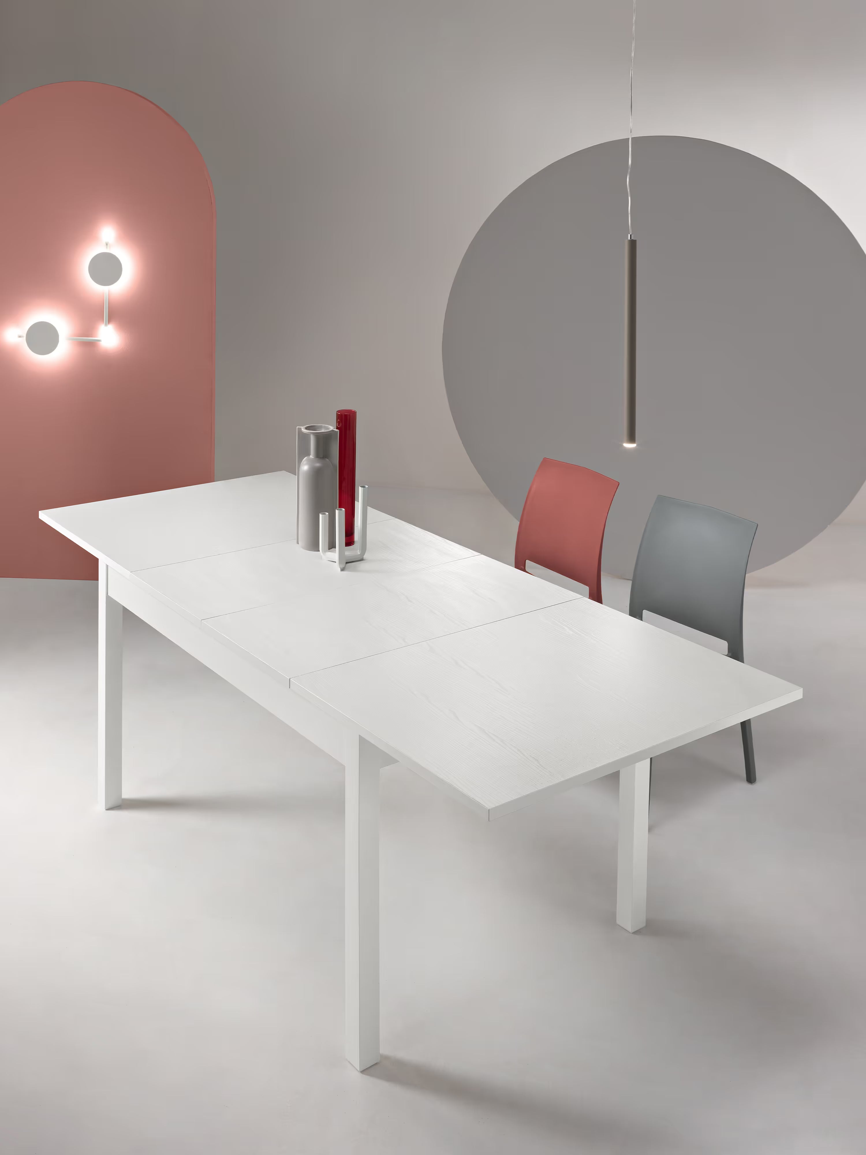 Caio Tavolo allungabile in melaminico effetto frassino bianco – 140 (220) x 90 cm