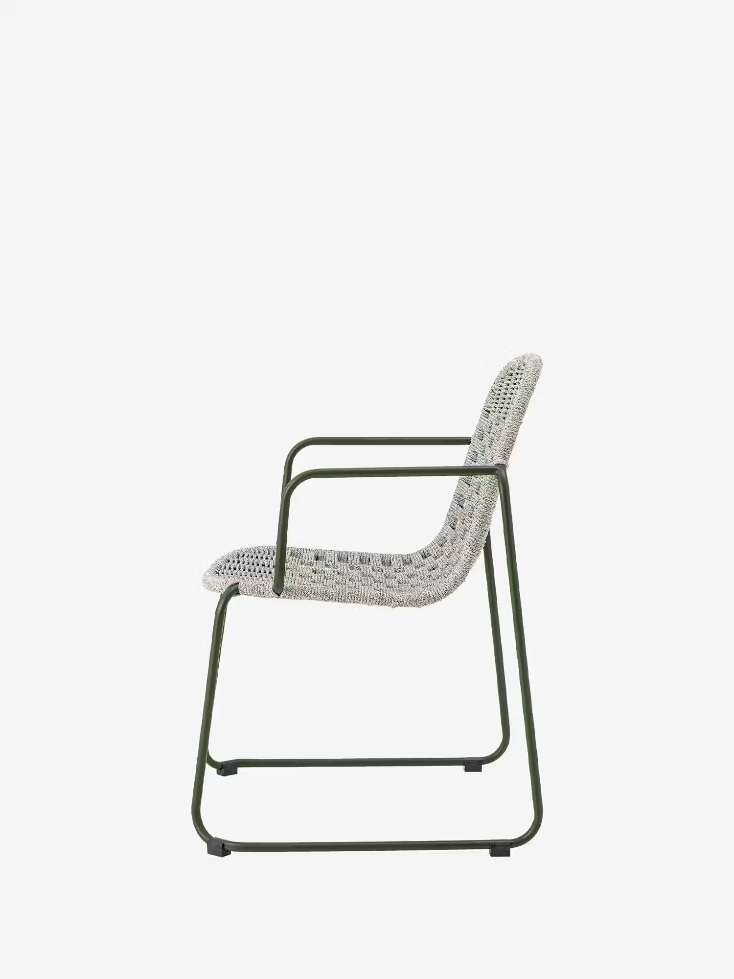 Calana Silla de exterior apilable en metal verde con asiento trenzado gris