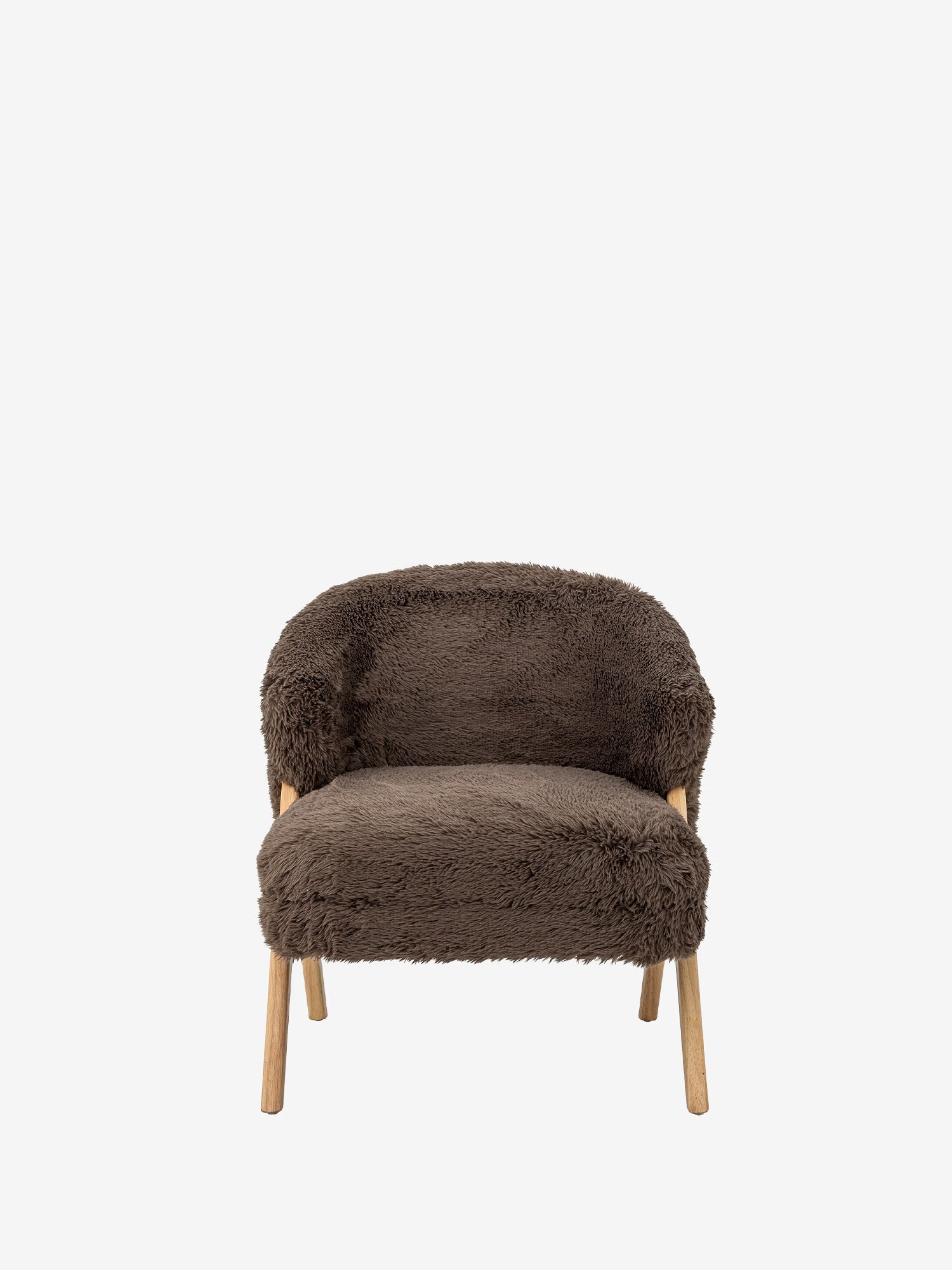 Camino Poltroncina lounge in teddy a pelo lungo marrone con struttura in legno FSC®