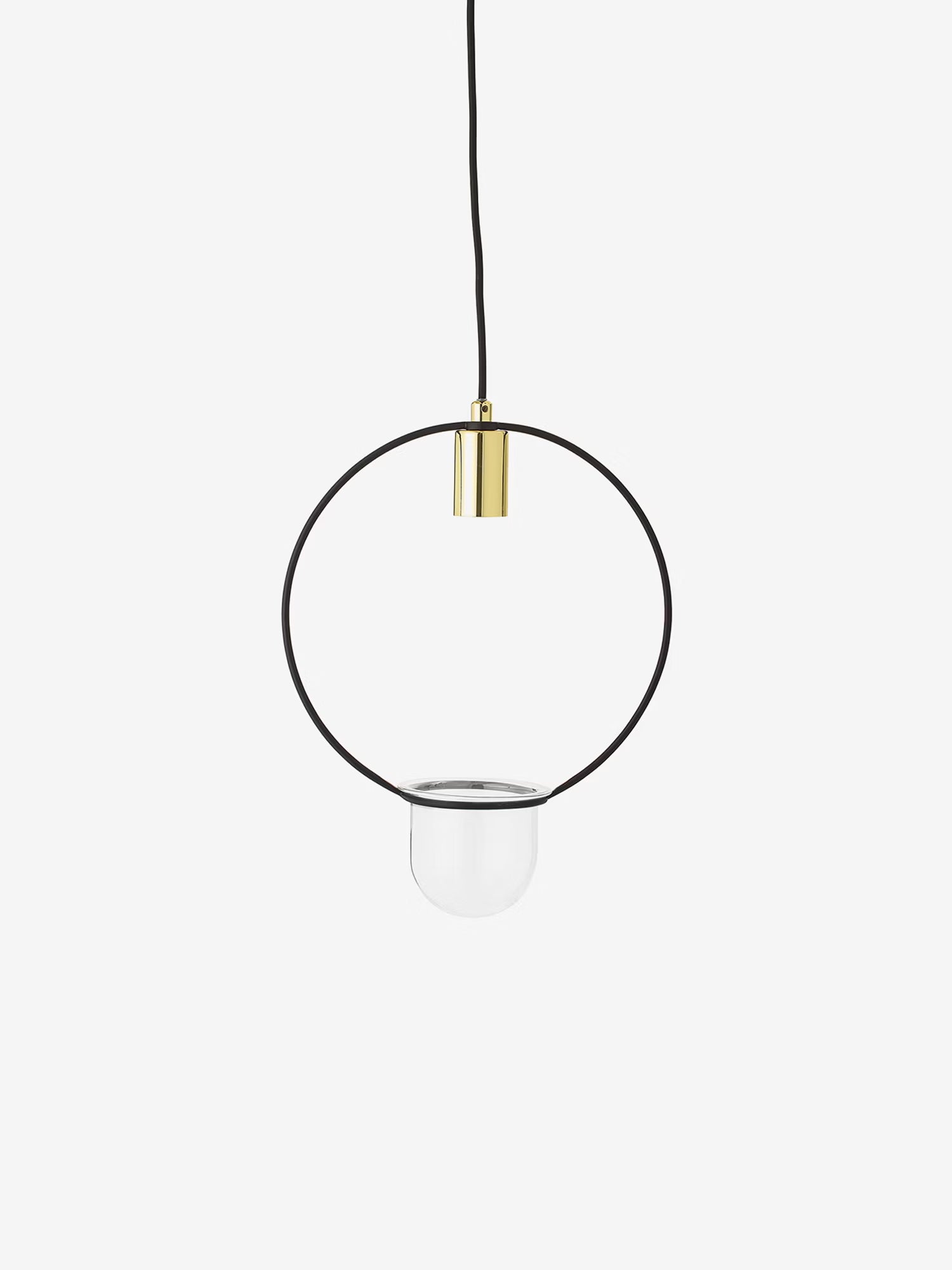 Caralina Lámpara colgante de metal dorado con jarrón decorativo