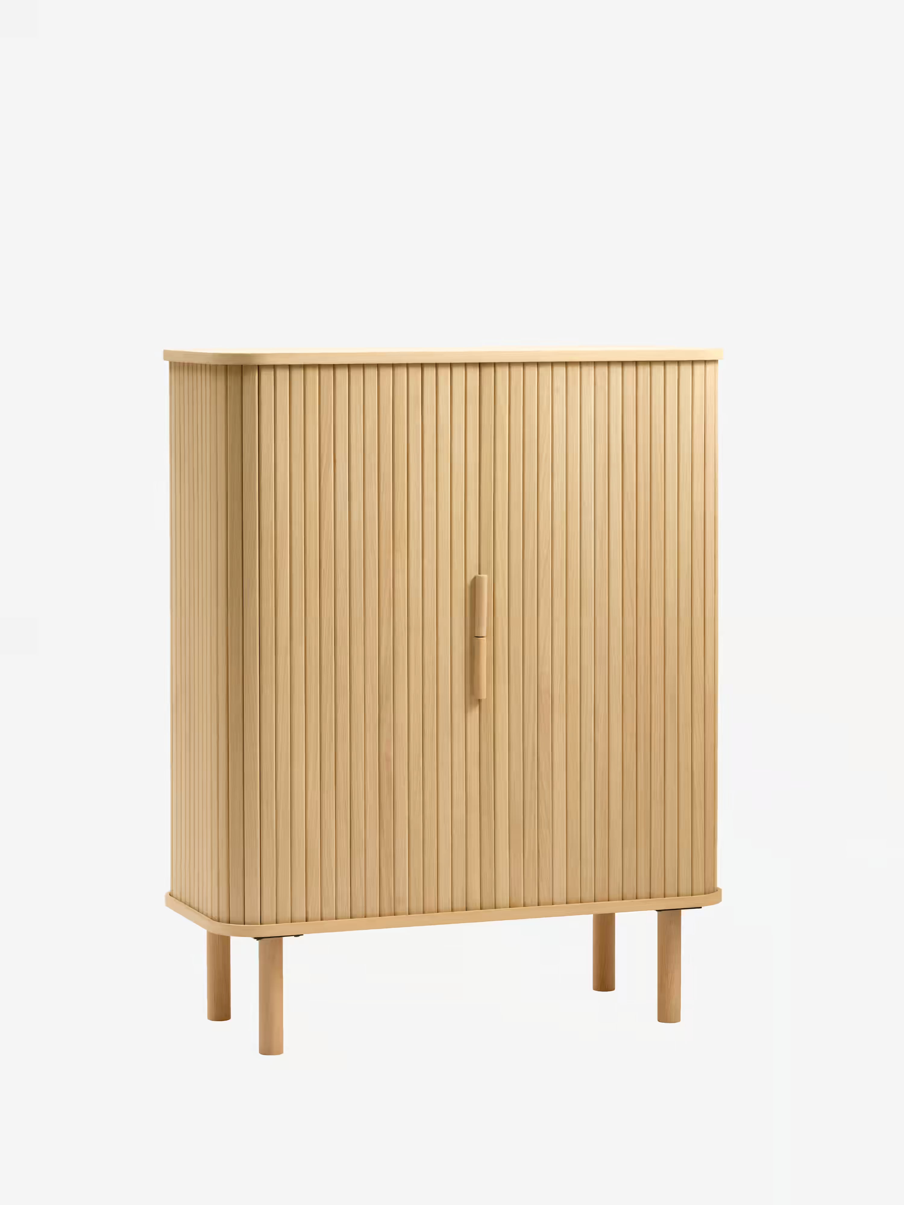 Cavo crédence haute plaquée chêne naturel - 2 portes 113 x 90 cm