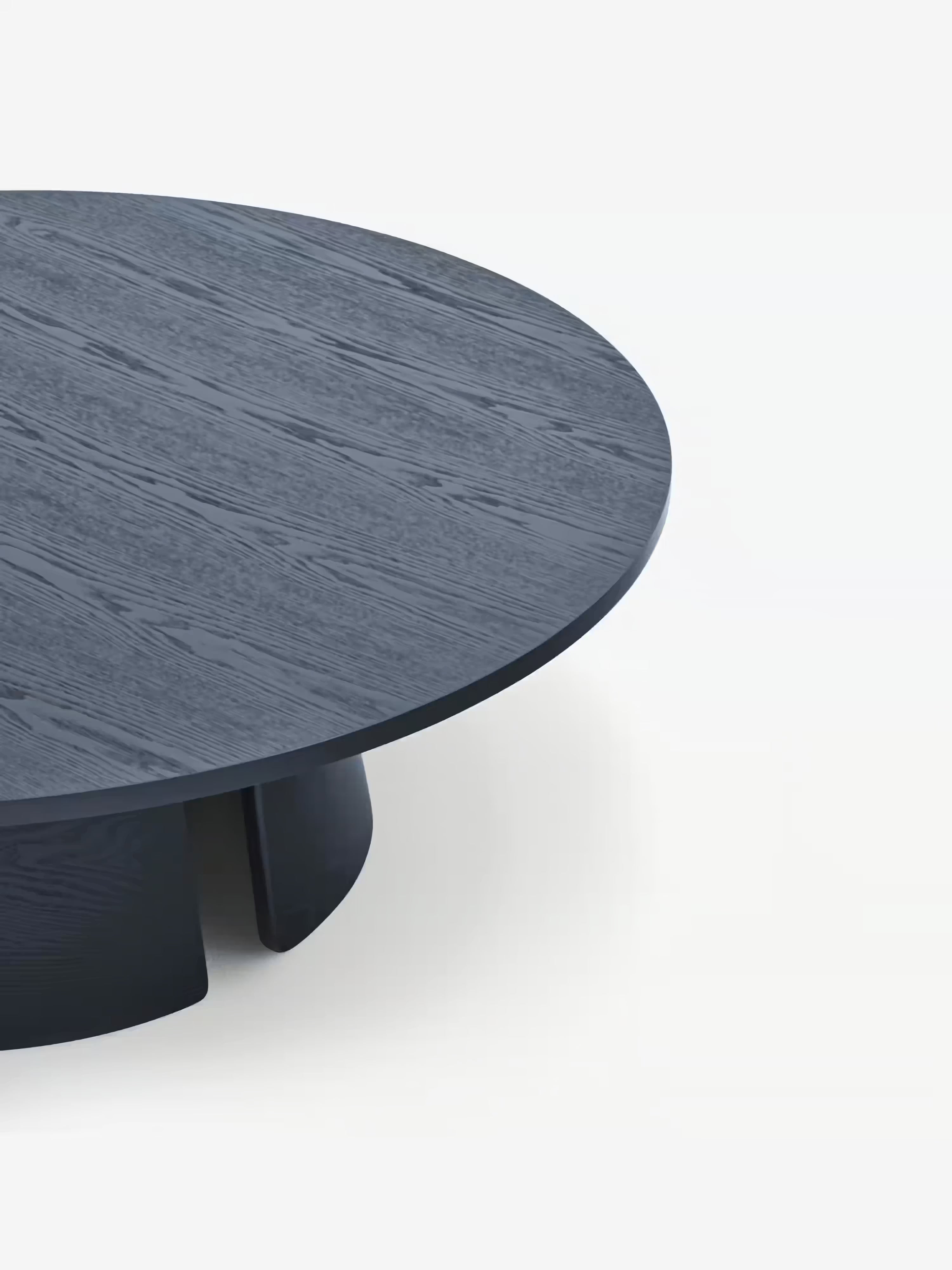 Cep Niedriger Couchtisch aus gebogenem Holz in Blau – minimalistisches Design 110 x 36 cm