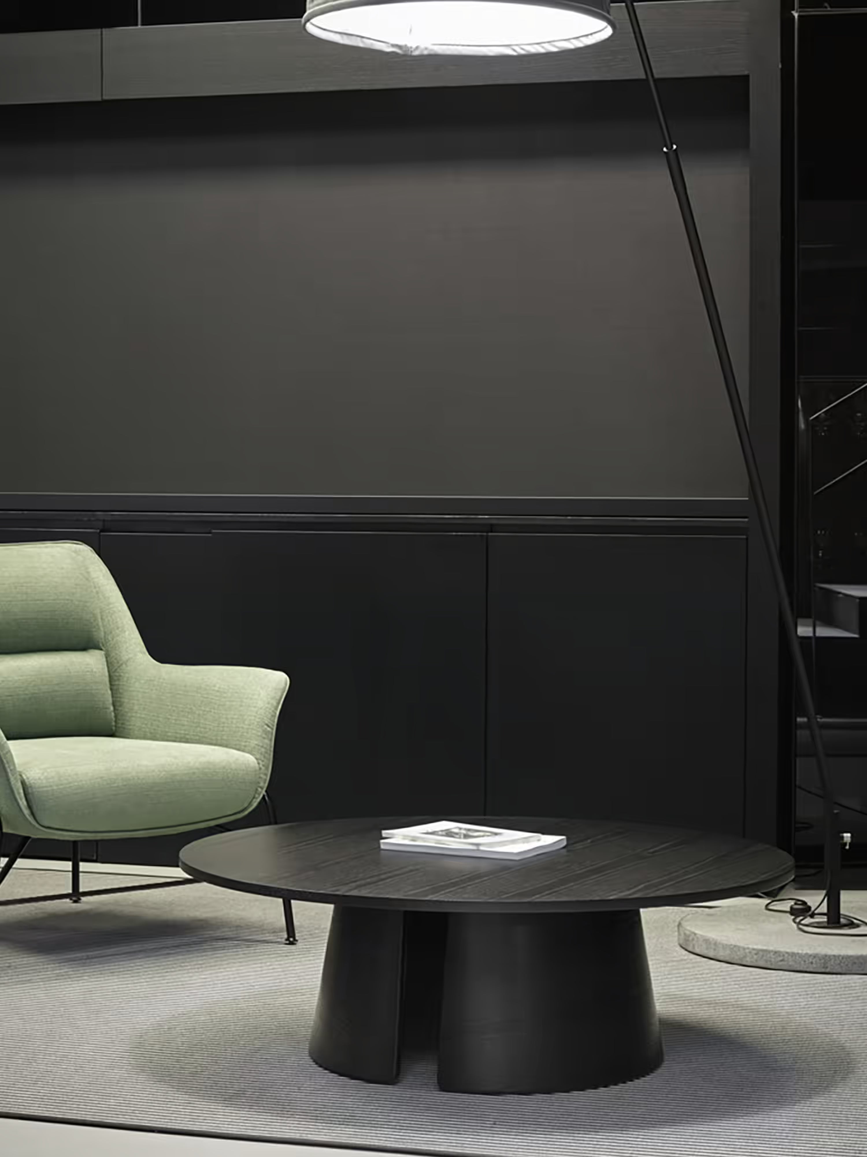 Cep Tavolino da salotto basso in legno curvato nero – design minimalista 110 x 36 cm
