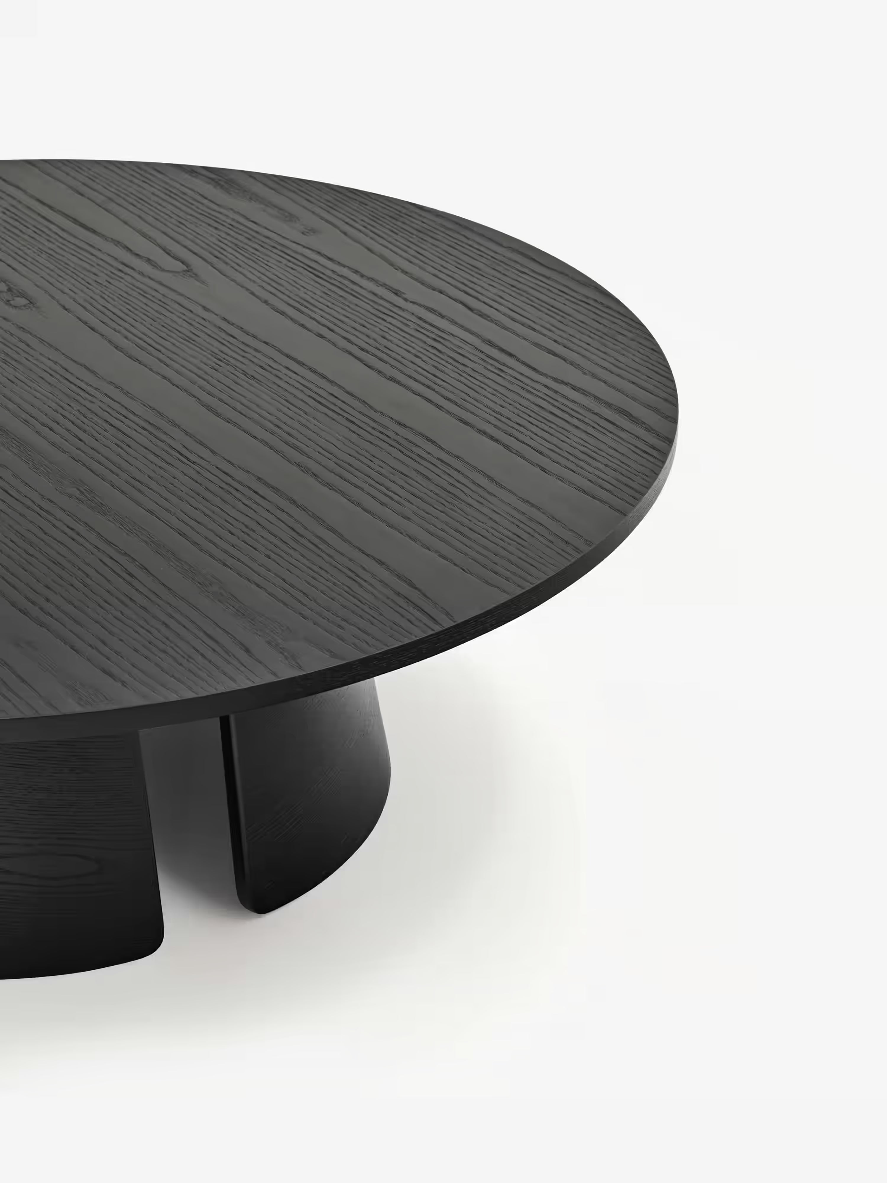 Cep Low Coffee Table in Curved Black Wood – Minimalist Design 110 x 36 cm