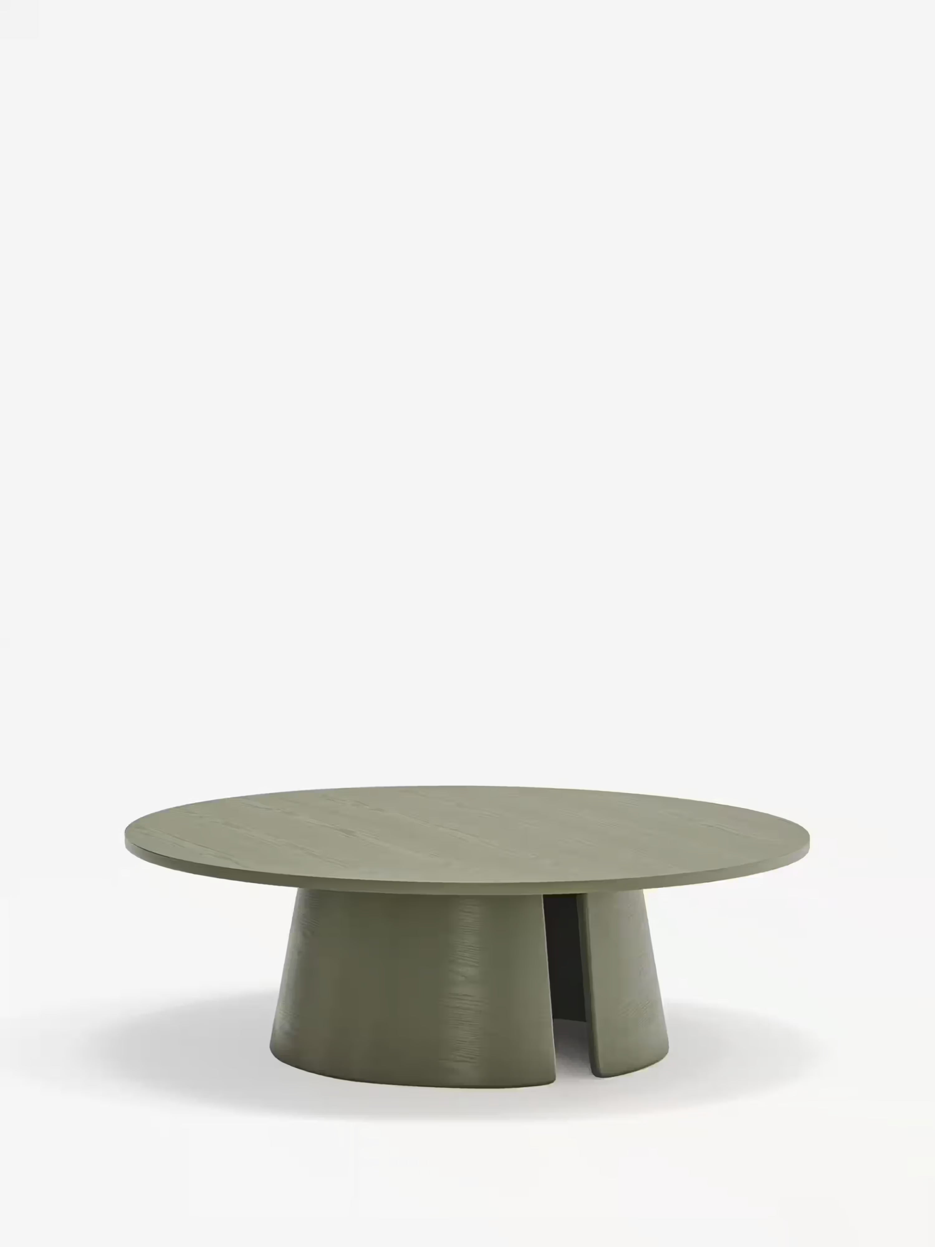Cep Low Coffee Table in Curved Green Wood – Minimalist Design 110 x 36 cm