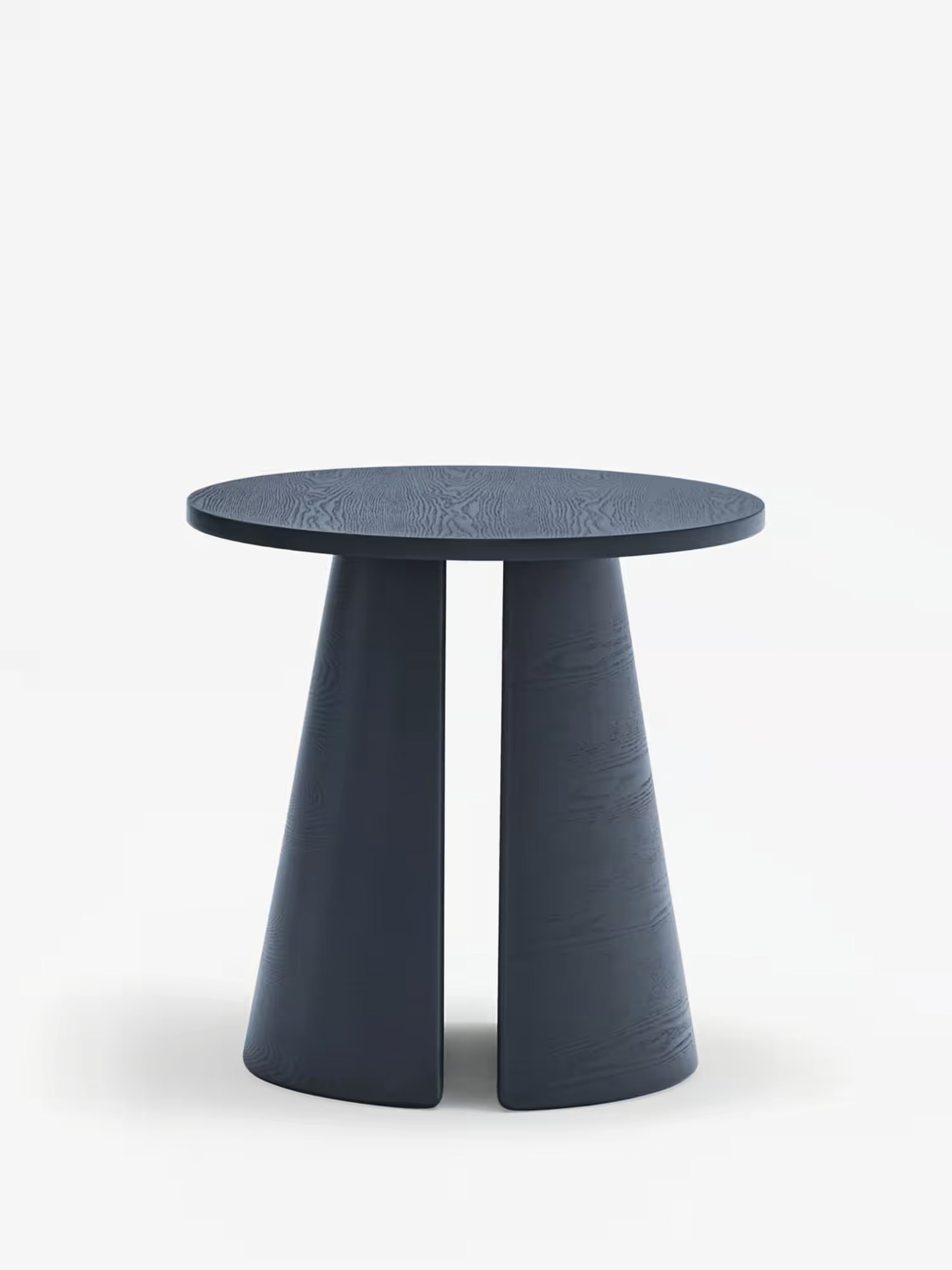 Cep Tavolino d’appoggio rotondo in frassino blu curvato - anche comodino 50 x 50 cm