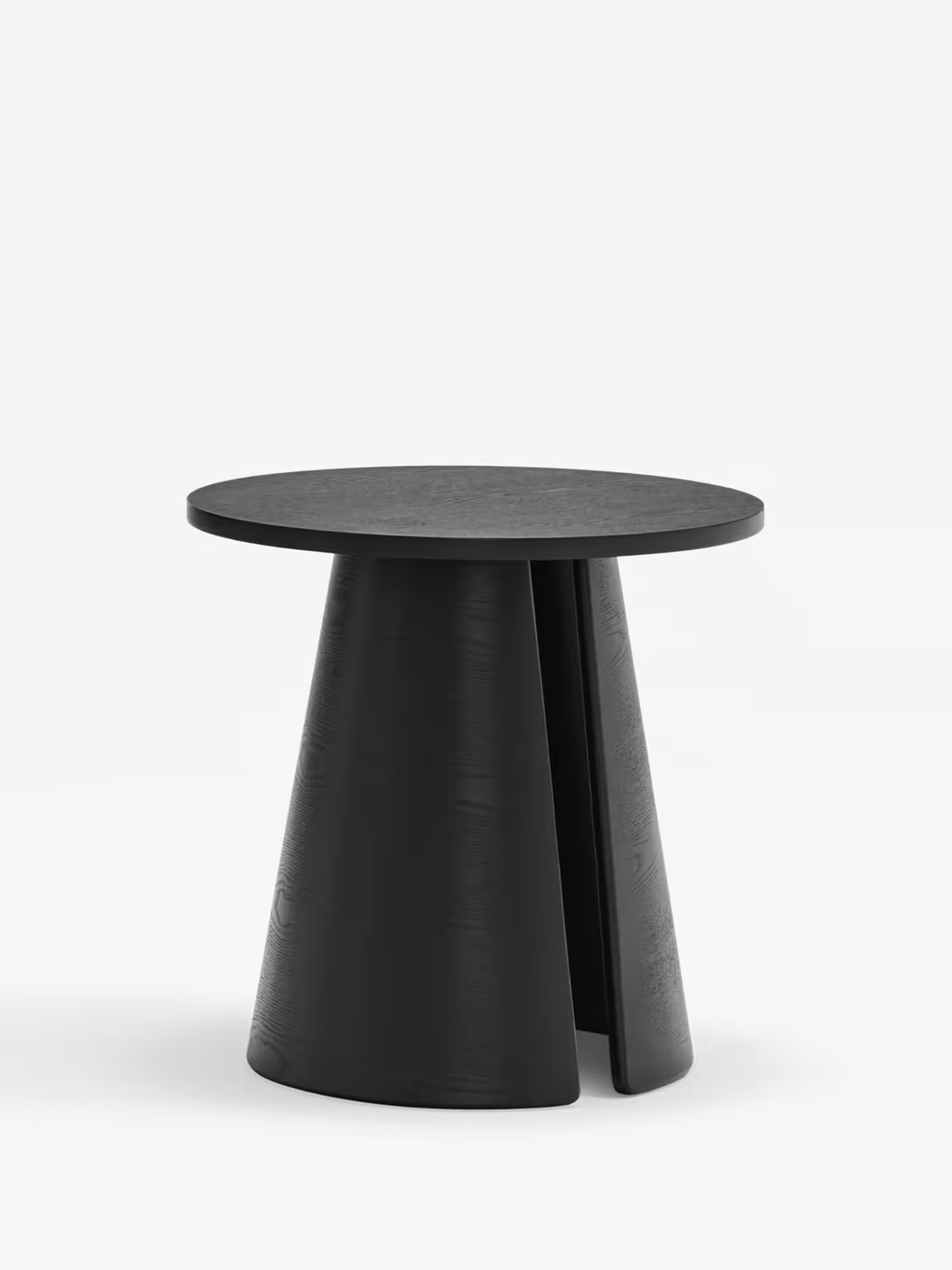 Cep Tavolino d’appoggio rotondo in frassino nero curvato - anche comodino 50 x 50 cm
