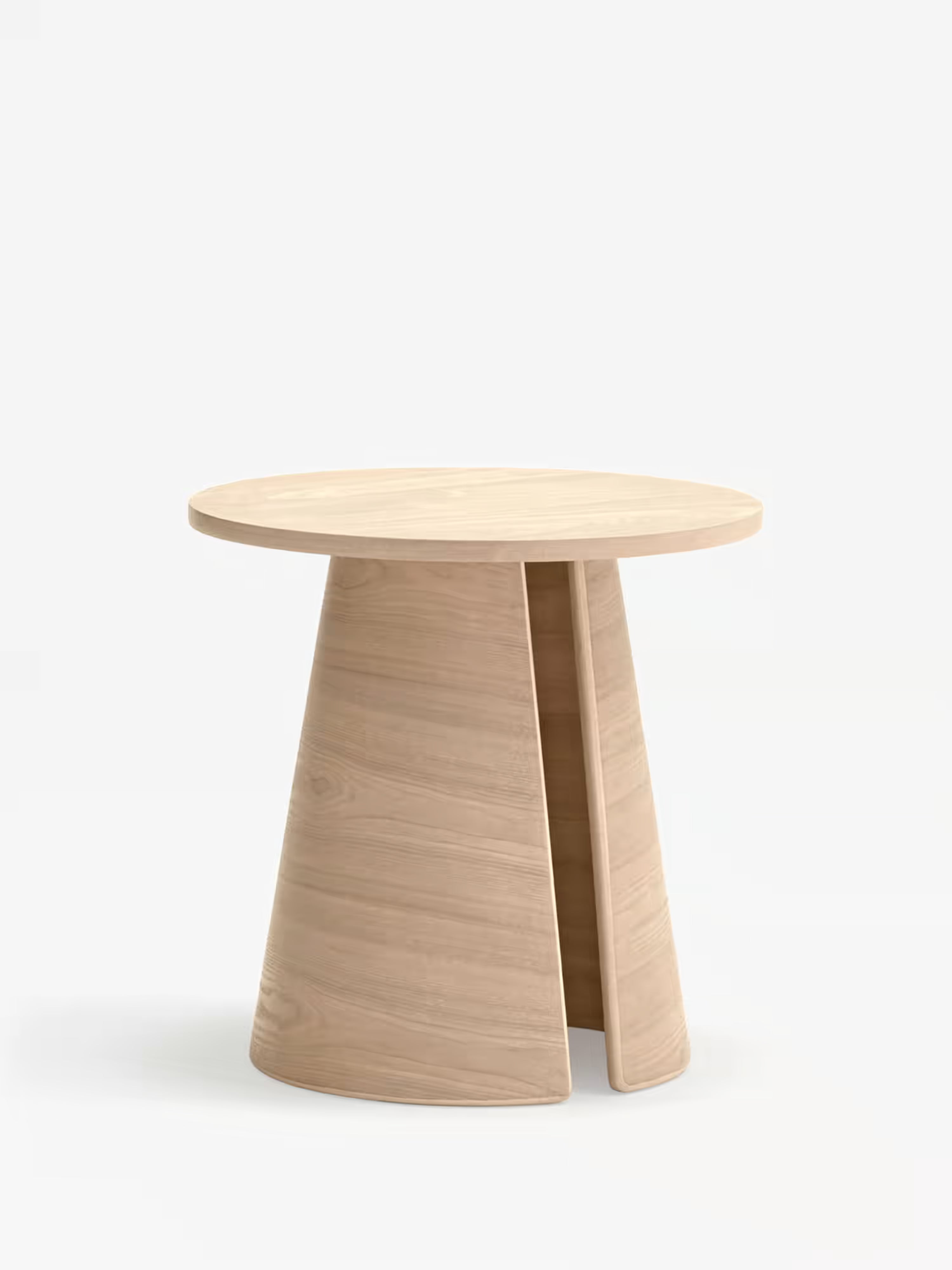 Cep Tavolino d’appoggio rotondo in rovere chiaro curvato - anche comodino 50 x 50 cm