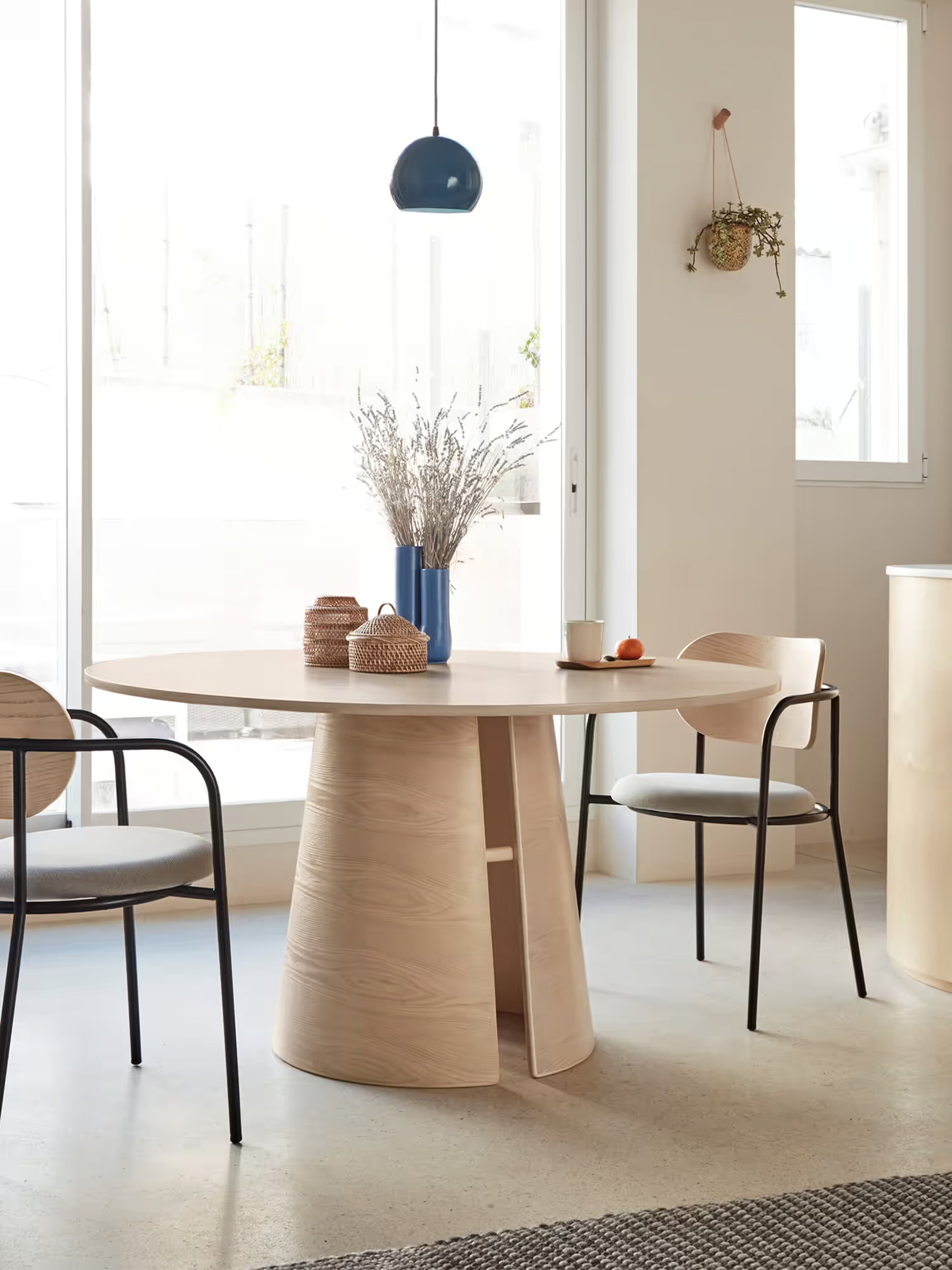 Cep tavolo da pranzo rotondo - rovere chiaro e legno curvato Ø 137 cm
