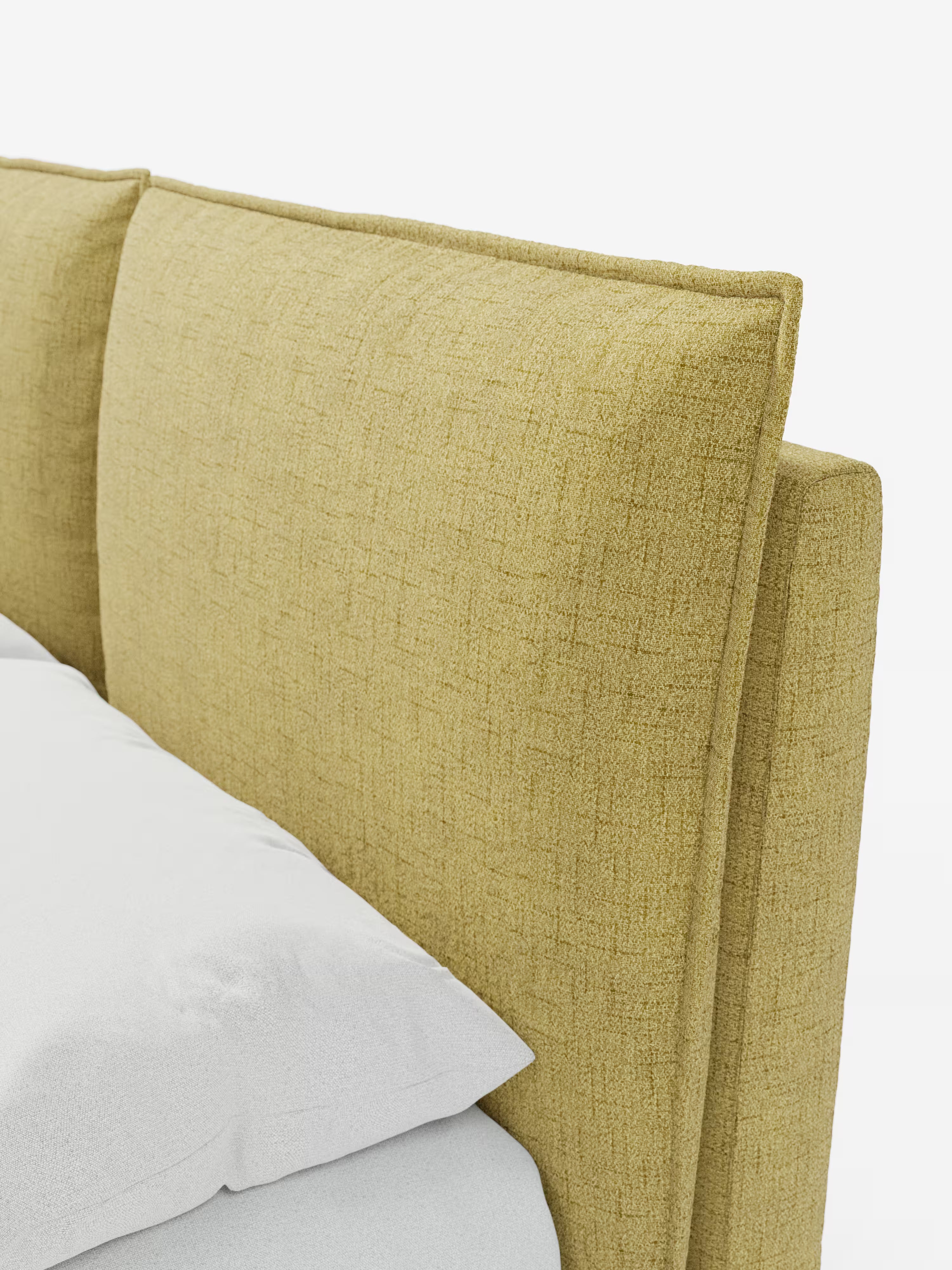 Cloe Cama acolchada de diseño elegante con patas de metal y tejido flameado impermeable