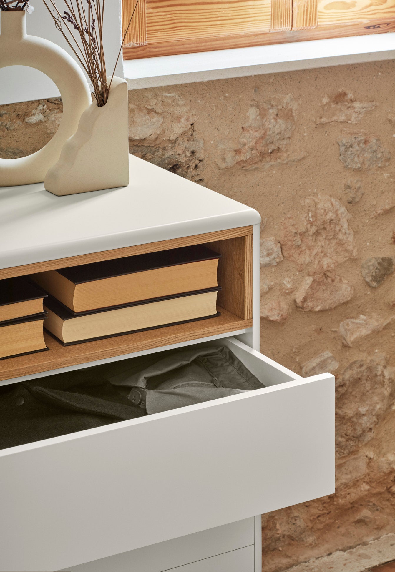 Corvo comò in mdf laccato crema - cassettiera a 7 cassetti 120 x 90 cm