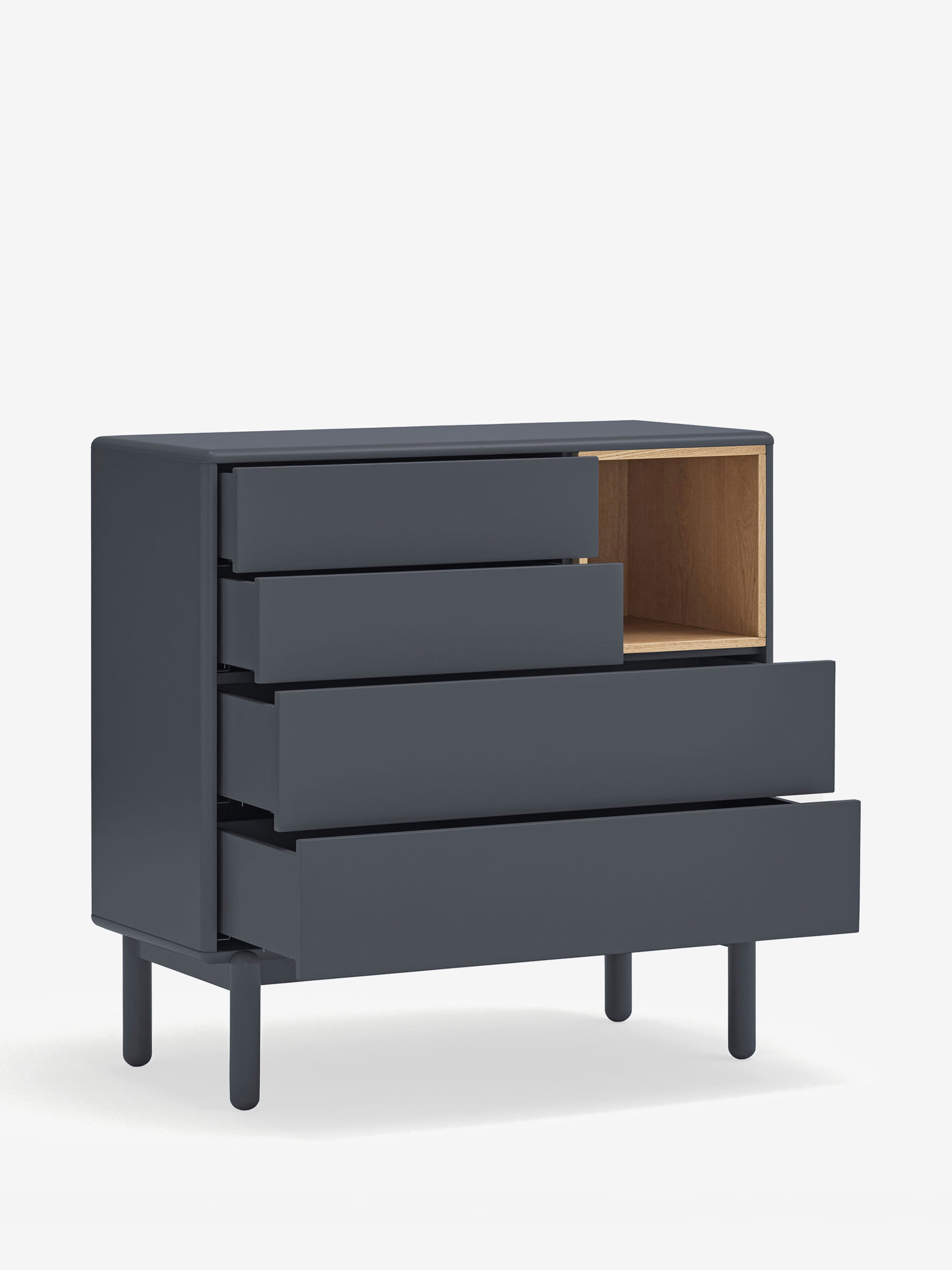 Corvo comò in mdf laccato grigio antracite - cassettiera 4 cassetti 90 x 90 cm