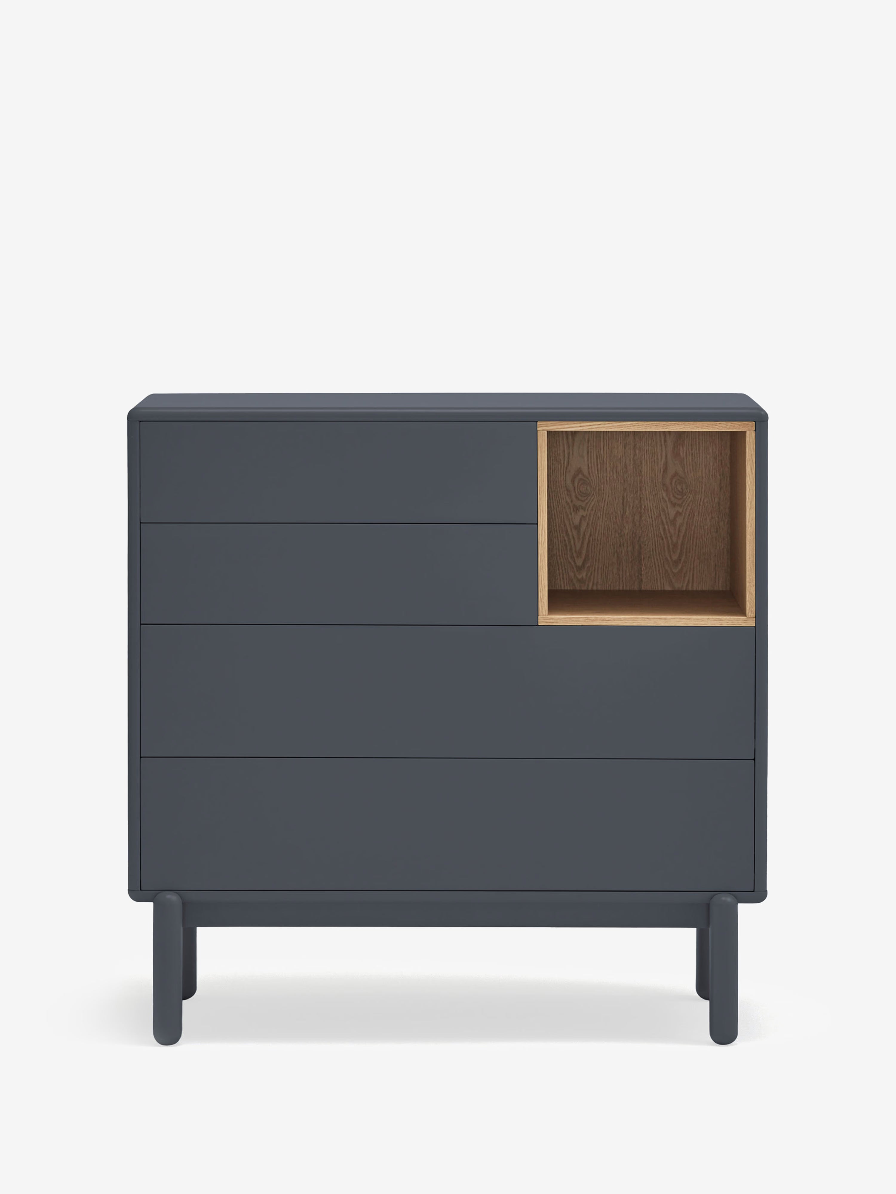 Corvo comò in mdf laccato grigio antracite - cassettiera 4 cassetti 90 x 90 cm