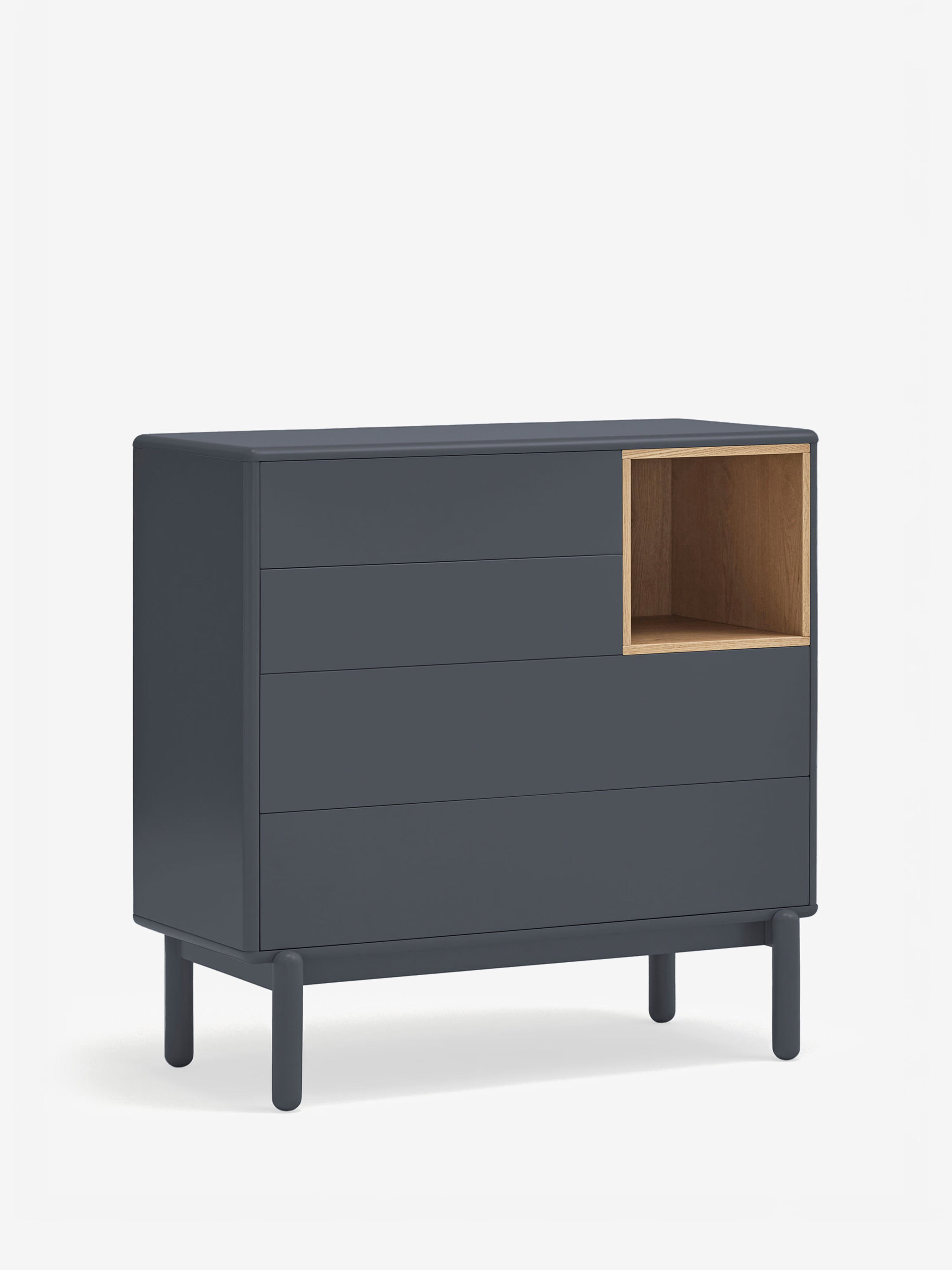 Corvo comò in mdf laccato grigio antracite - cassettiera 4 cassetti 90 x 90 cm
