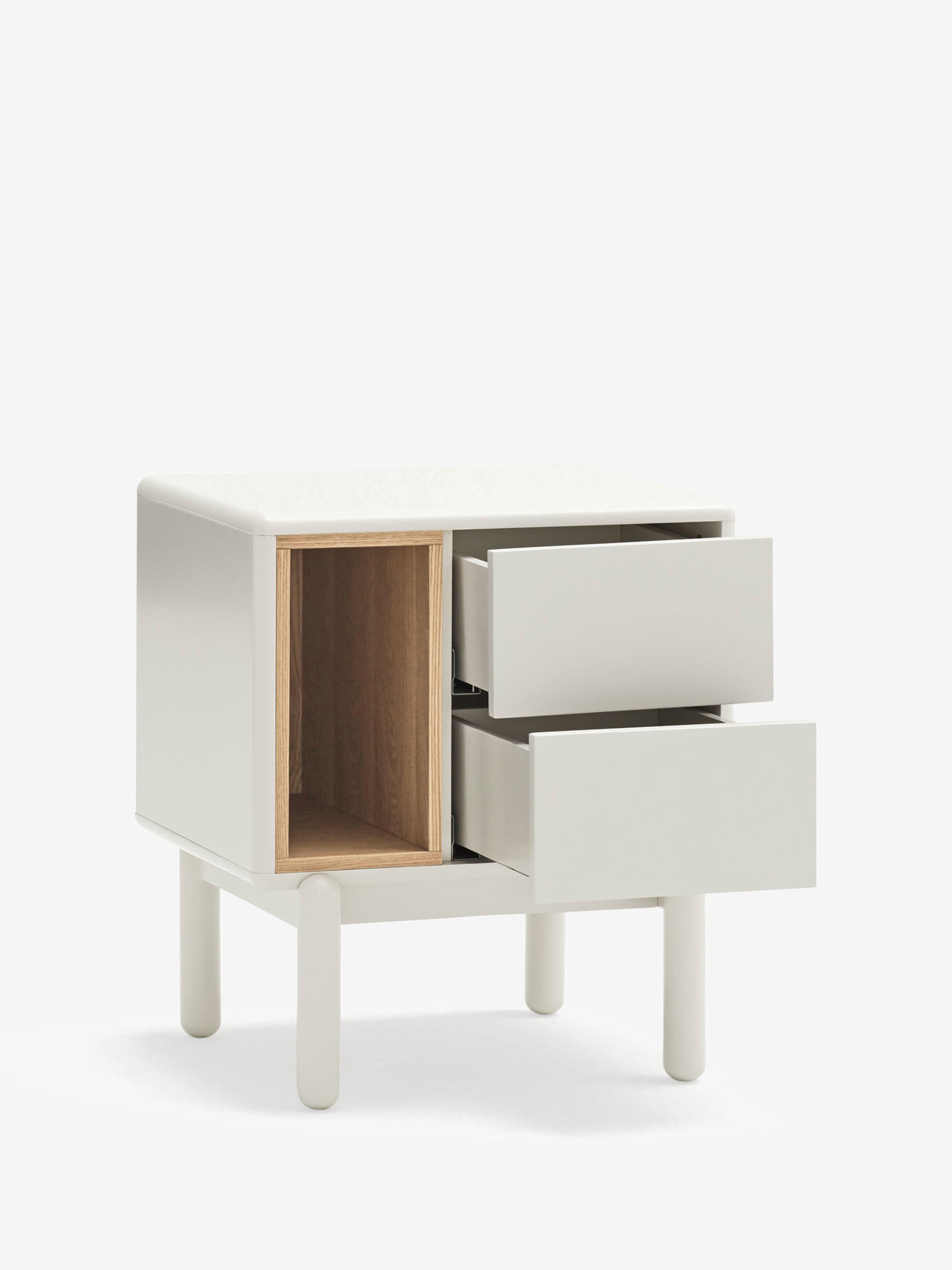 Corvo comodino in mdf laccato crema - design moderno 48 x 55 cm