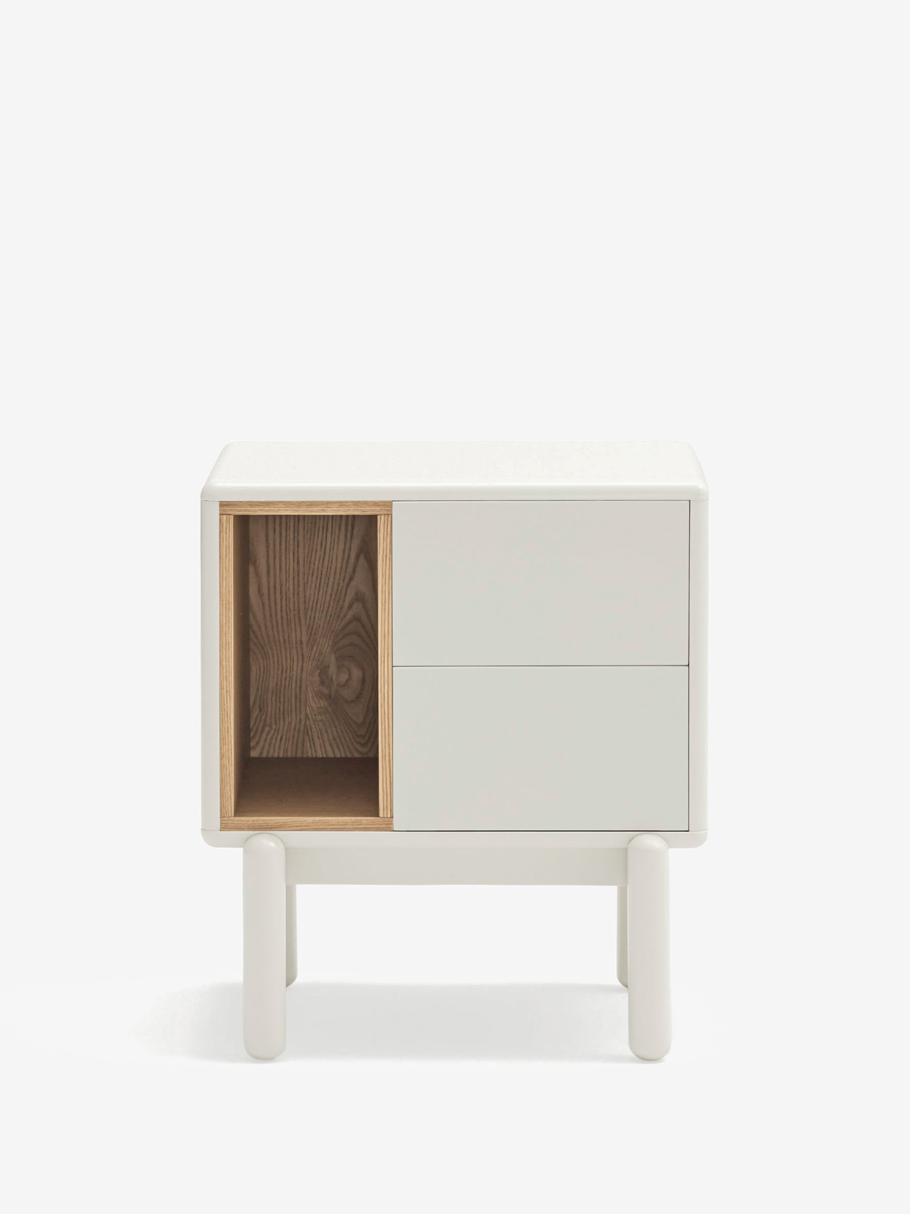 Corvo comodino in mdf laccato crema - design moderno 48 x 55 cm
