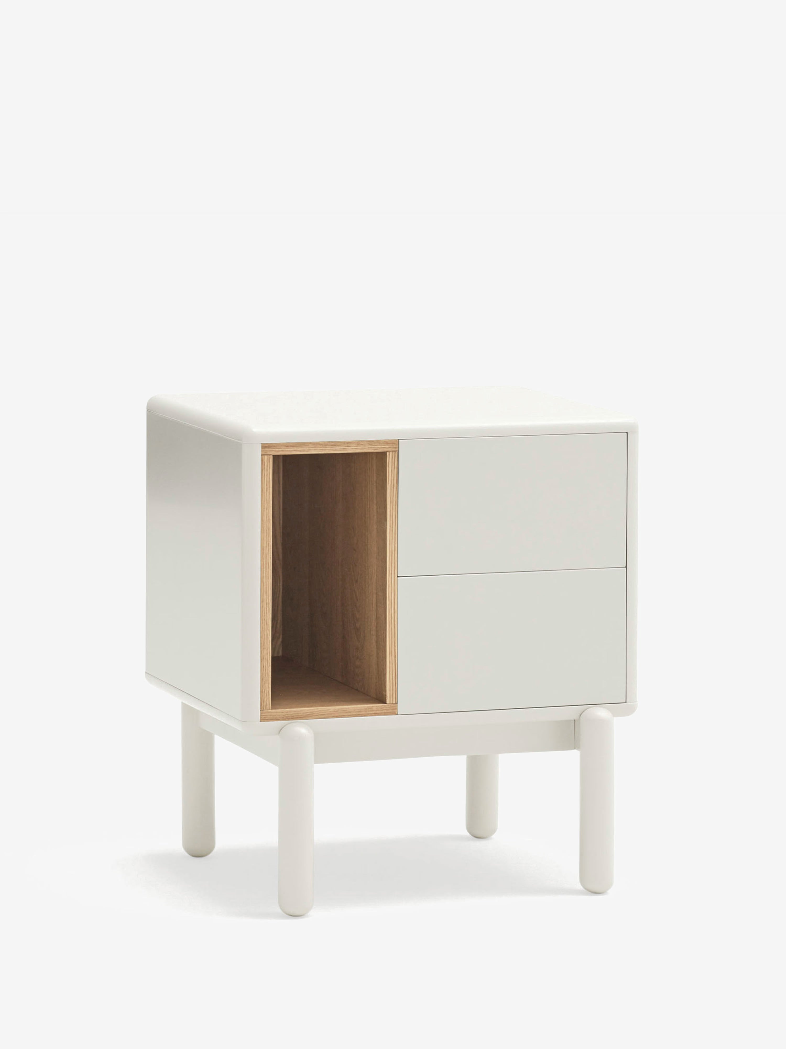 Corvo comodino in mdf laccato crema - design moderno 48 x 55 cm