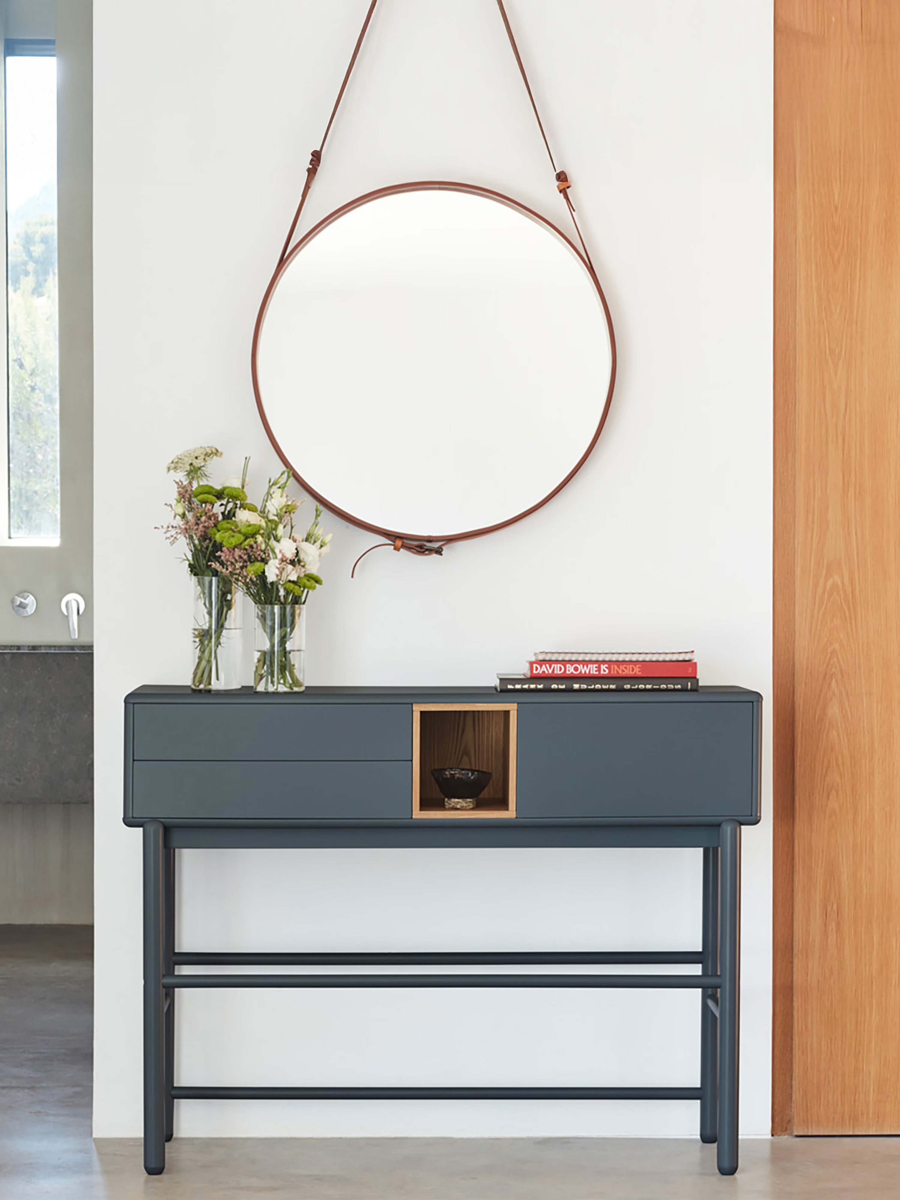 Corvo Anthracite console table for entryway and living room - MDF and solid wood 120 x 90 cm