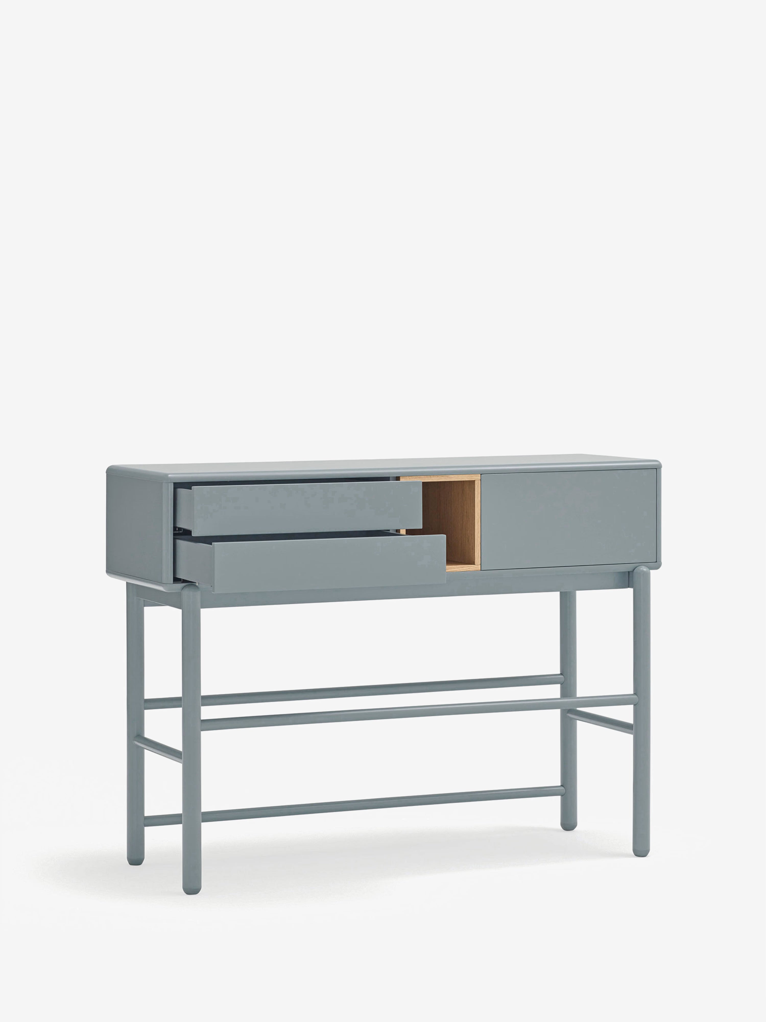 Corvo consola azul grisáceo para entrada y salón - 2 cajones 120 x 90 cm