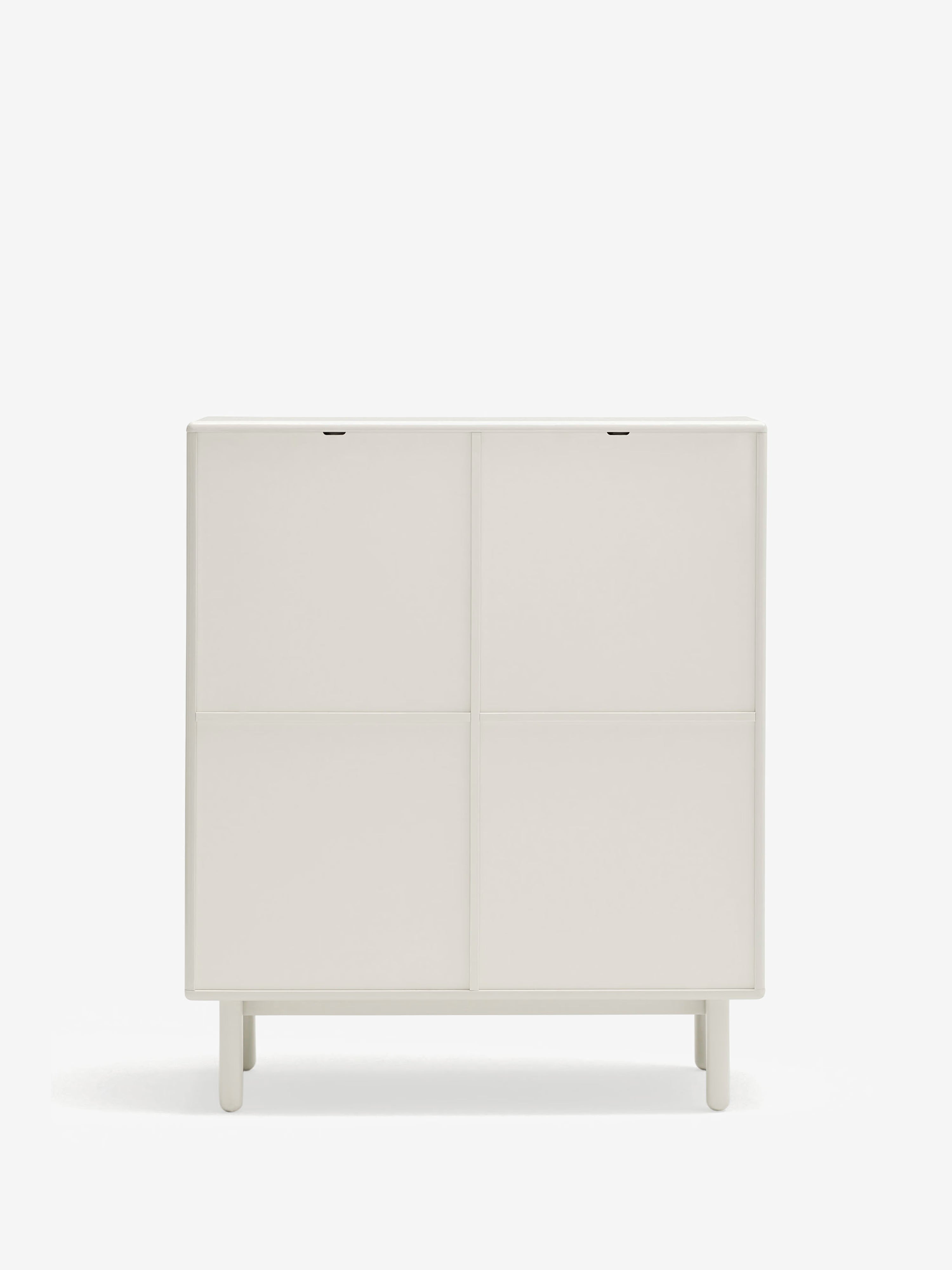 Corvo credenza alta color crema e rovere naturale - base in legno massello 100 x 120 cm