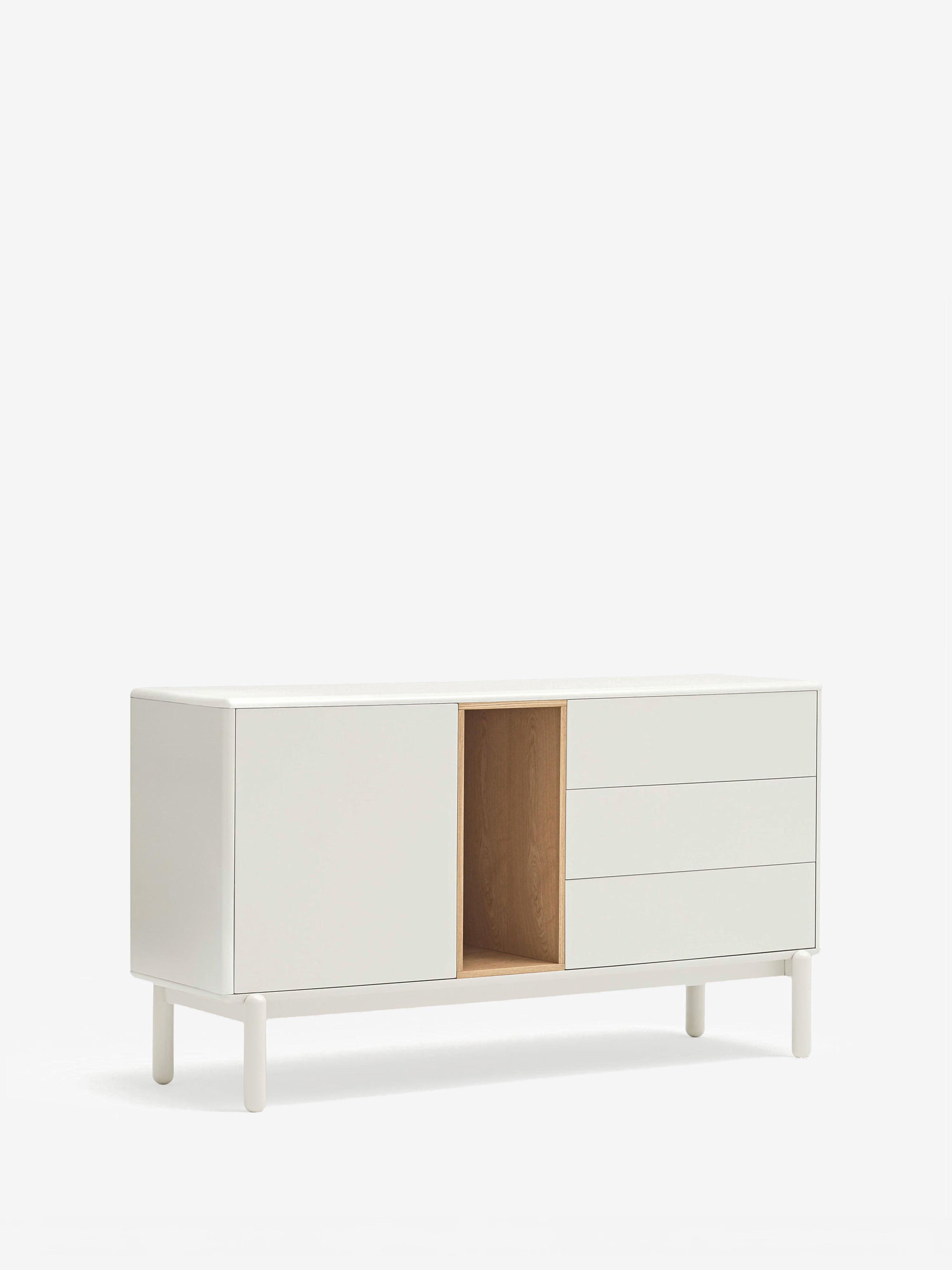 Corvo aparador bajo crema y roble natural - base de madera maciza 136 x76 cm