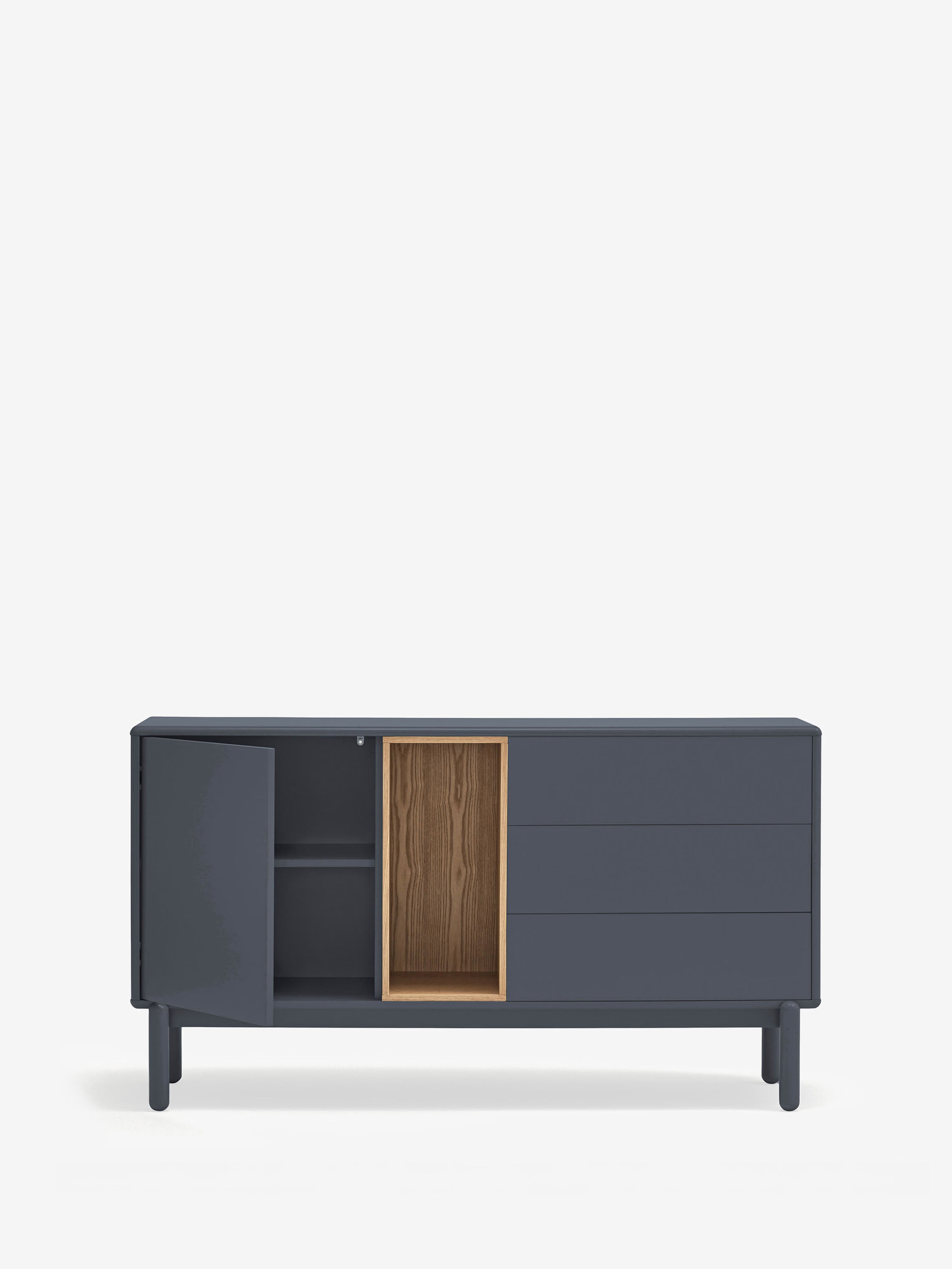 Corvo aparador bajo antracita y roble natural - base de madera maciza 136 x76 cm