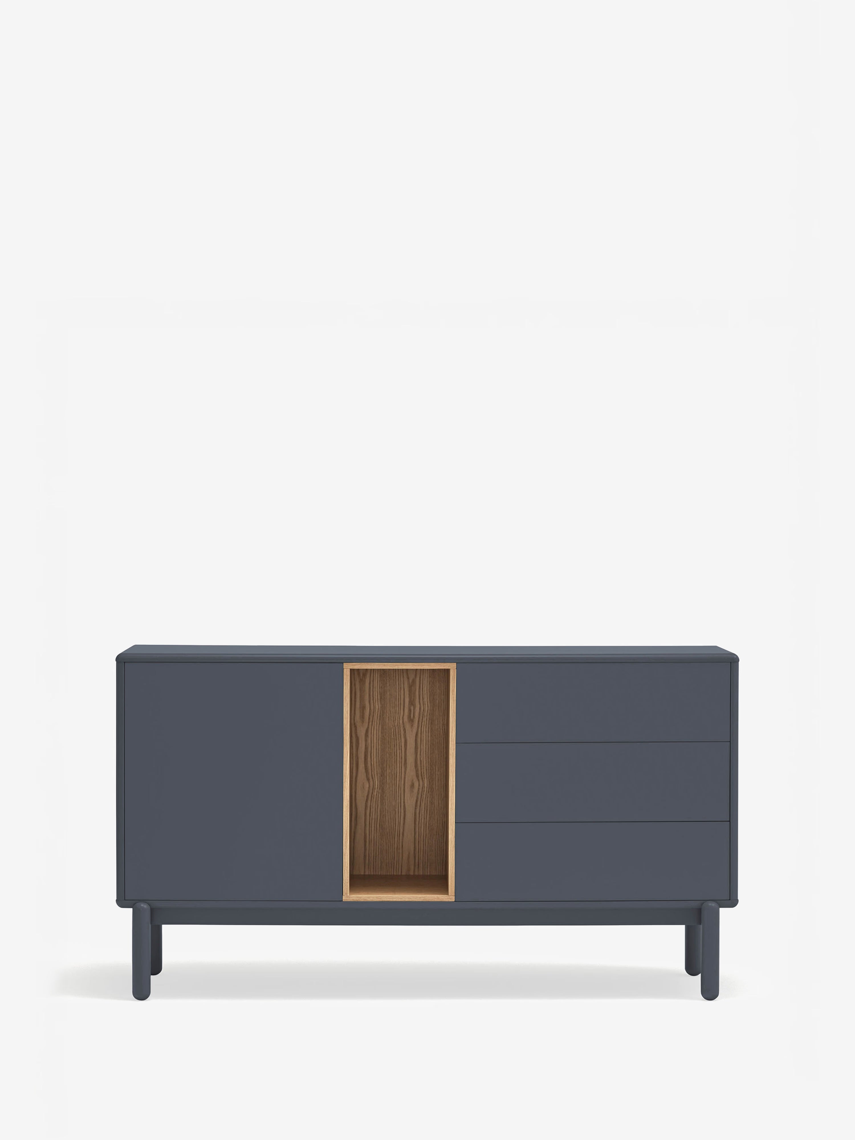 Corvo aparador bajo antracita y roble natural - base de madera maciza 136 x76 cm