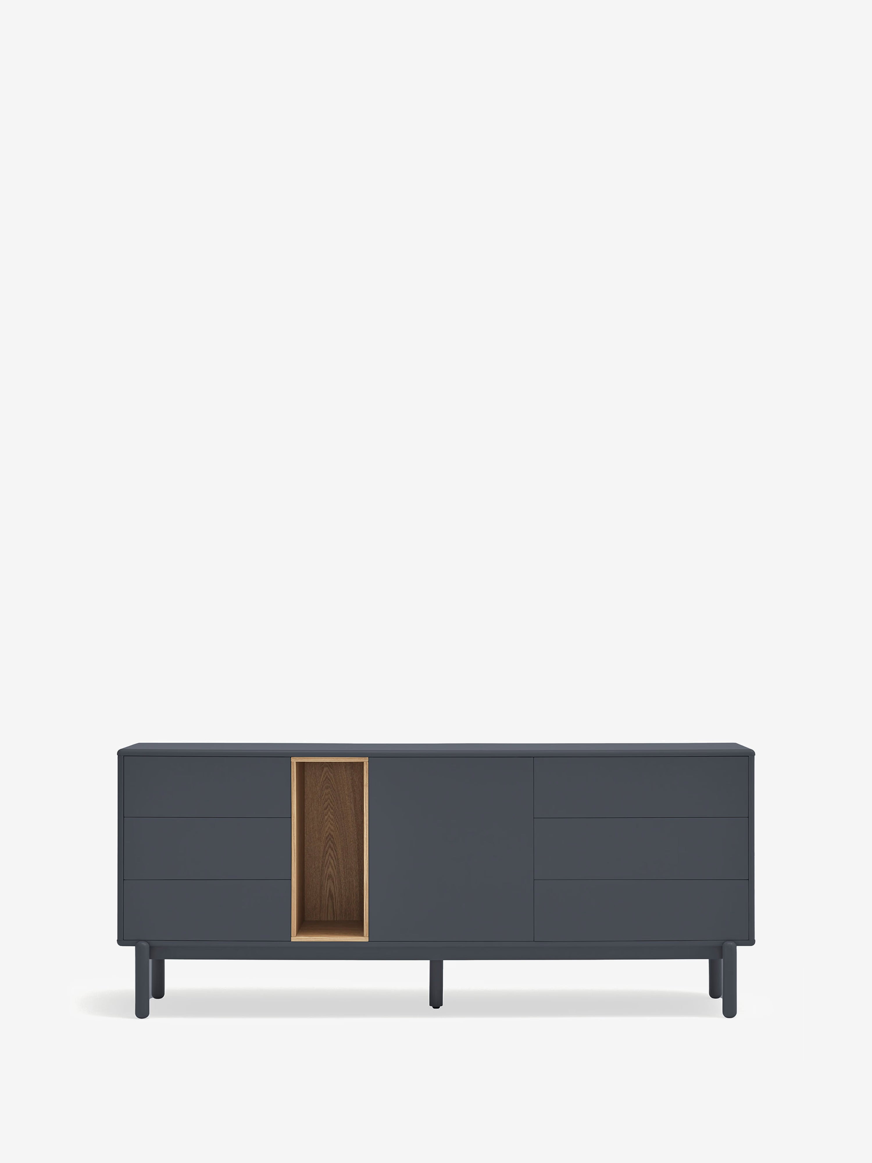 Corvo aparador bajo de madera gris antracita y roble natural - aparador 180 x76 cm