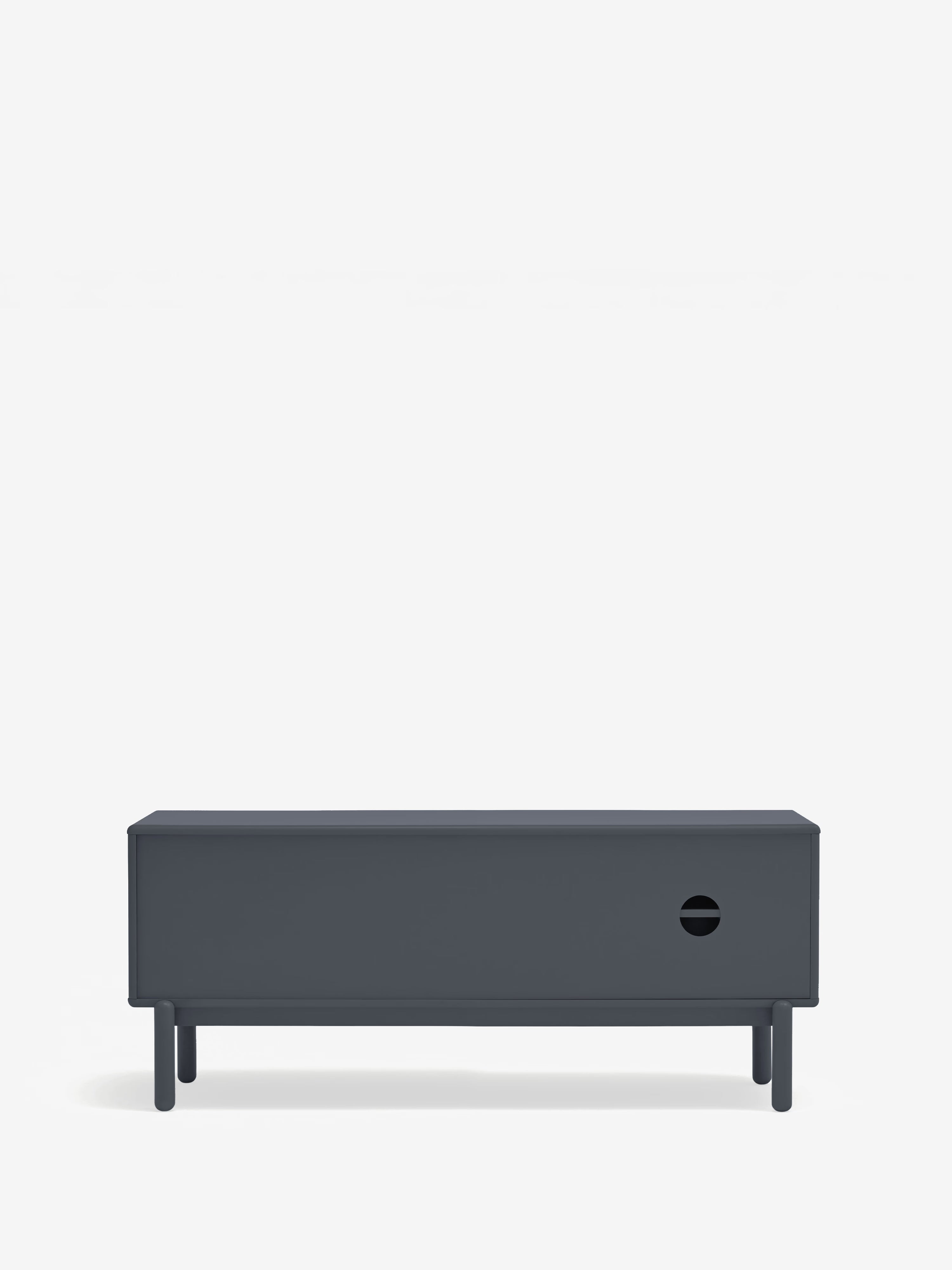 Corvo mueble para TV gris antracita y roble natural - base de madera maciza 140 x 56 cm