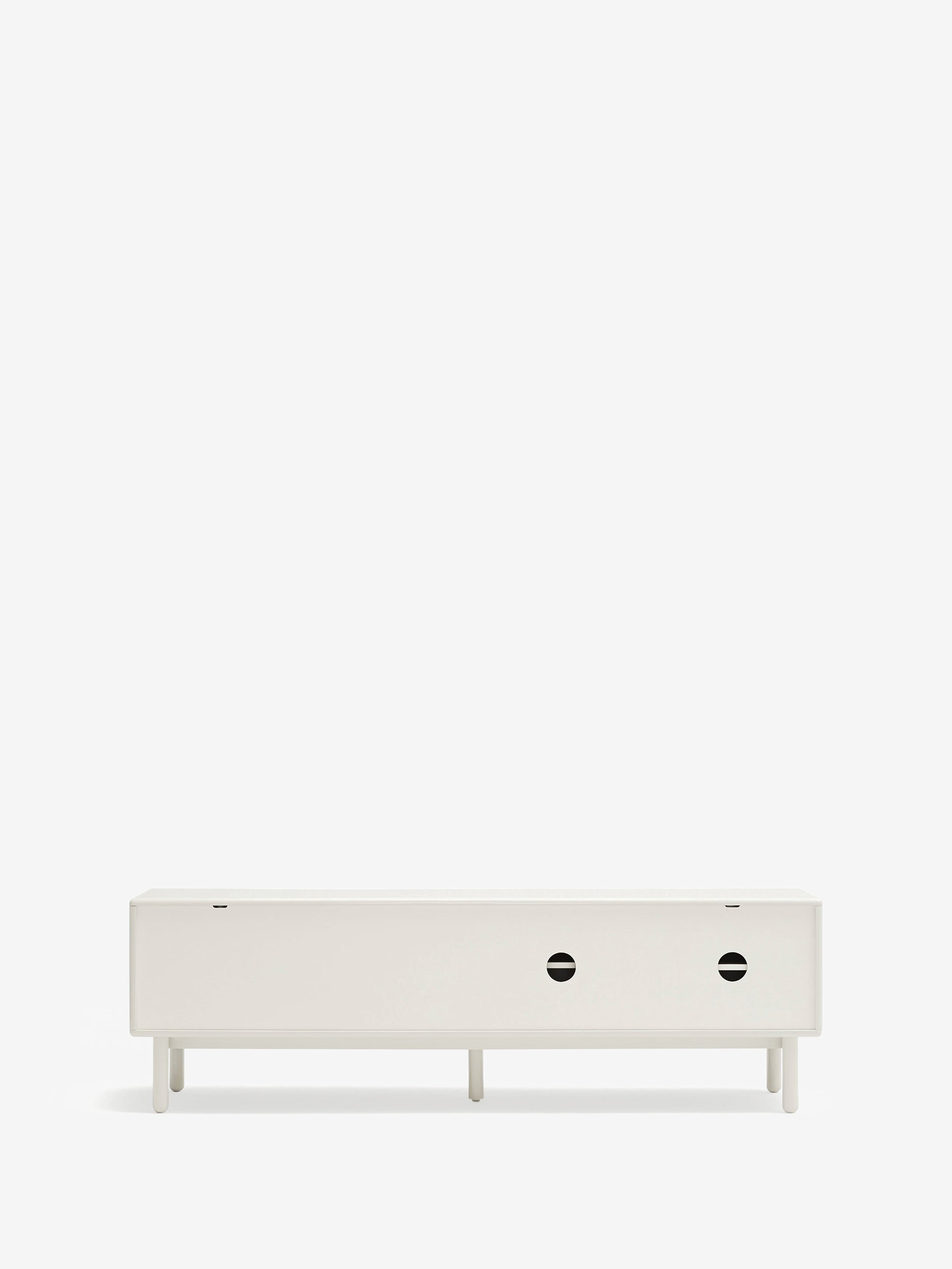 Corvo TV cabinet in cream and natural oak - solid wood base 180 x 56 cm
