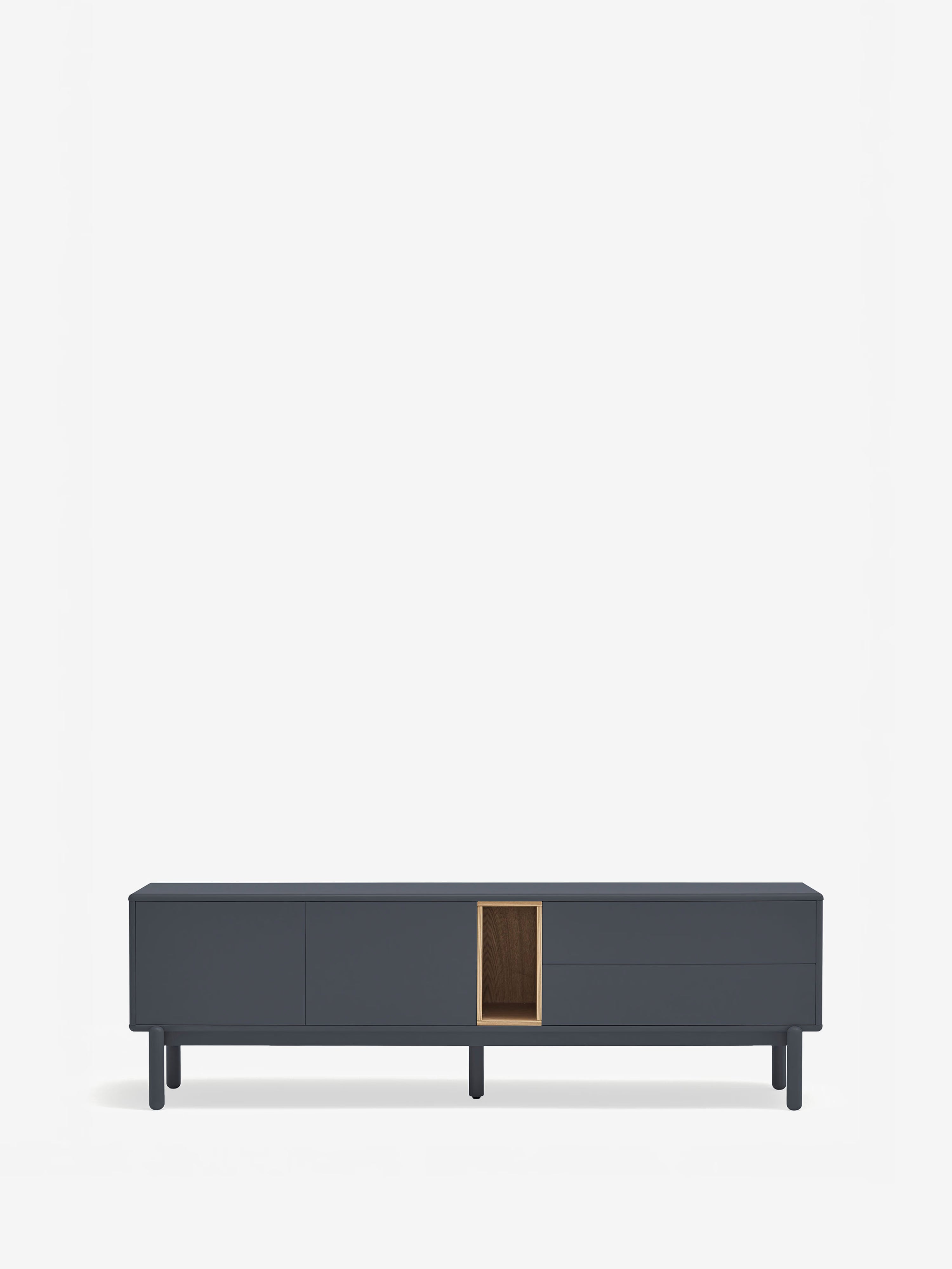 Corvo mueble para TV gris antracita y roble natural - base de madera maciza 180 x 56 cm