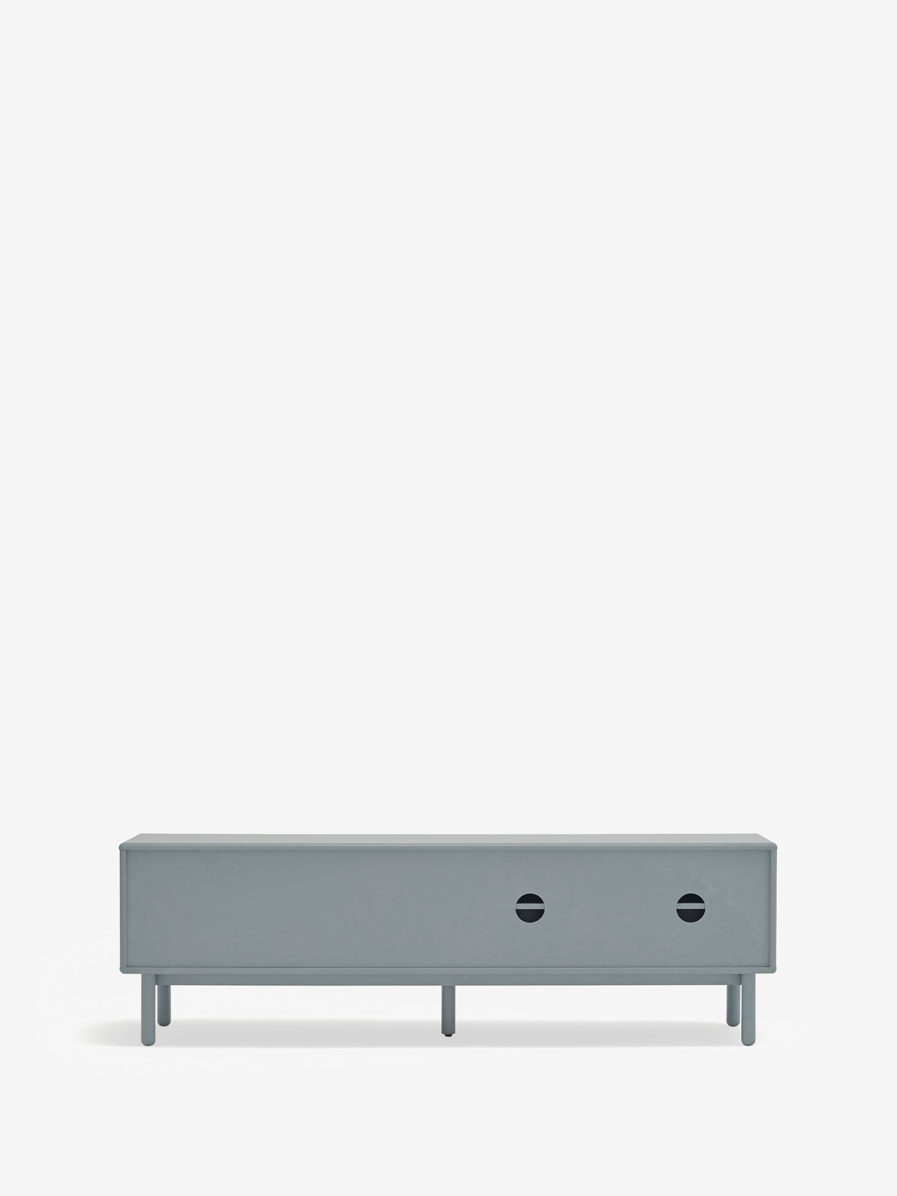Corvo mueble para TV azul grisáceo y roble natural - base de madera maciza 180 x 56 cm