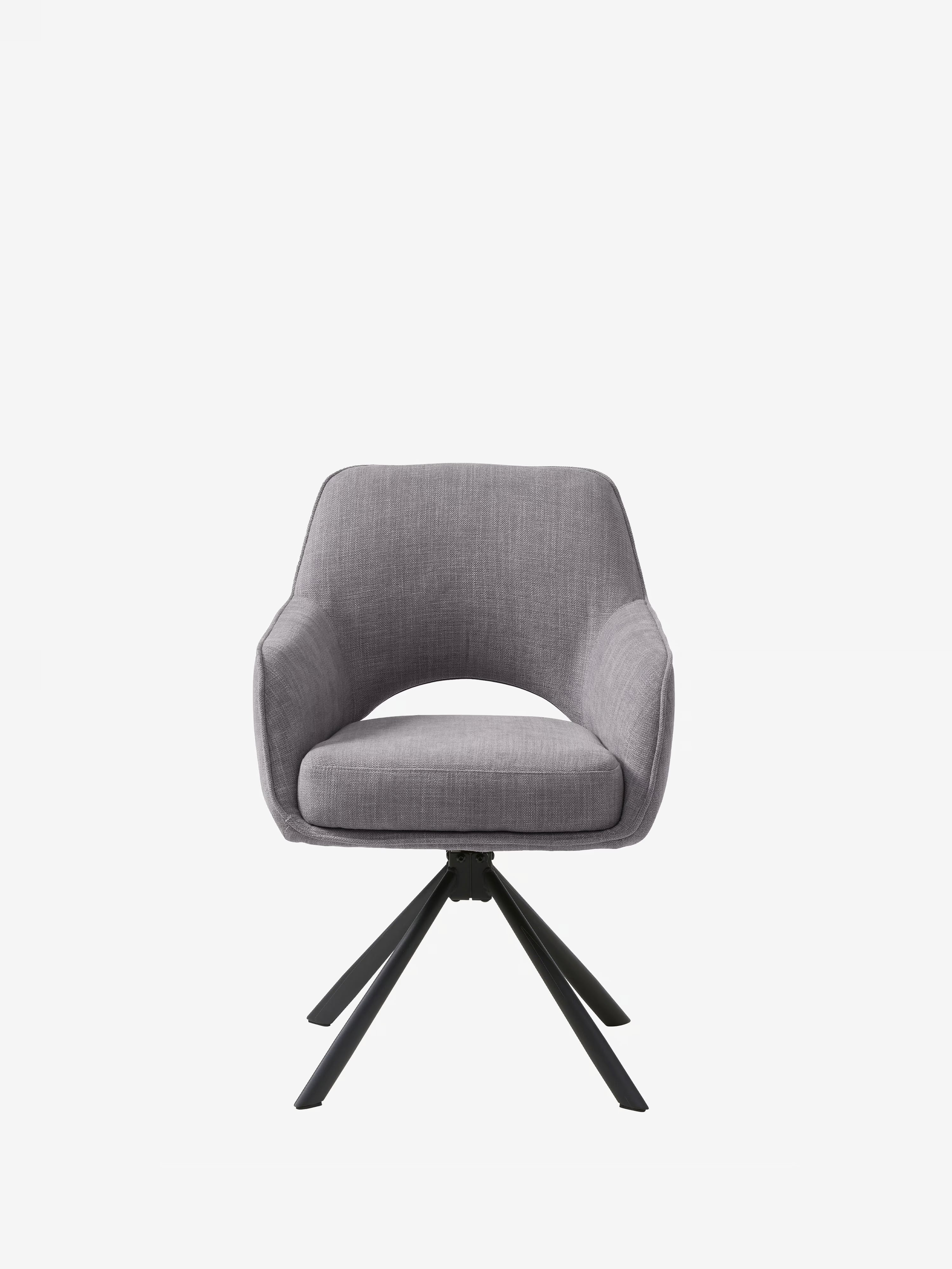 Cowley swivel upholstered chair in grey fabric with black legs – modern design