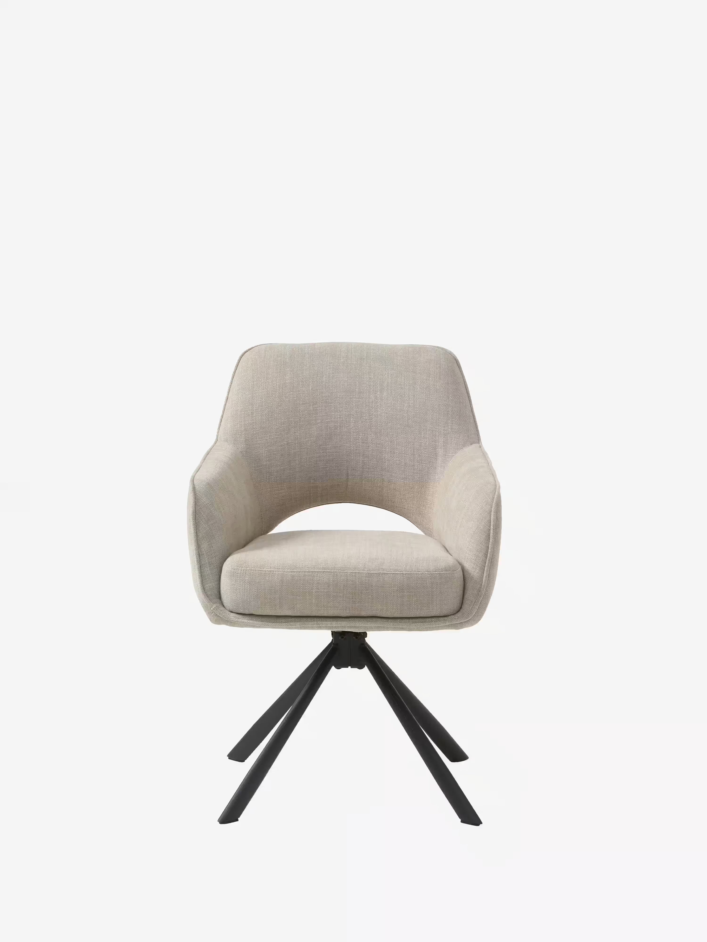 Cowley gepolsterter Drehstuhl aus cremefarbenem Stoff und schwarzen Beinen – modernes Design
