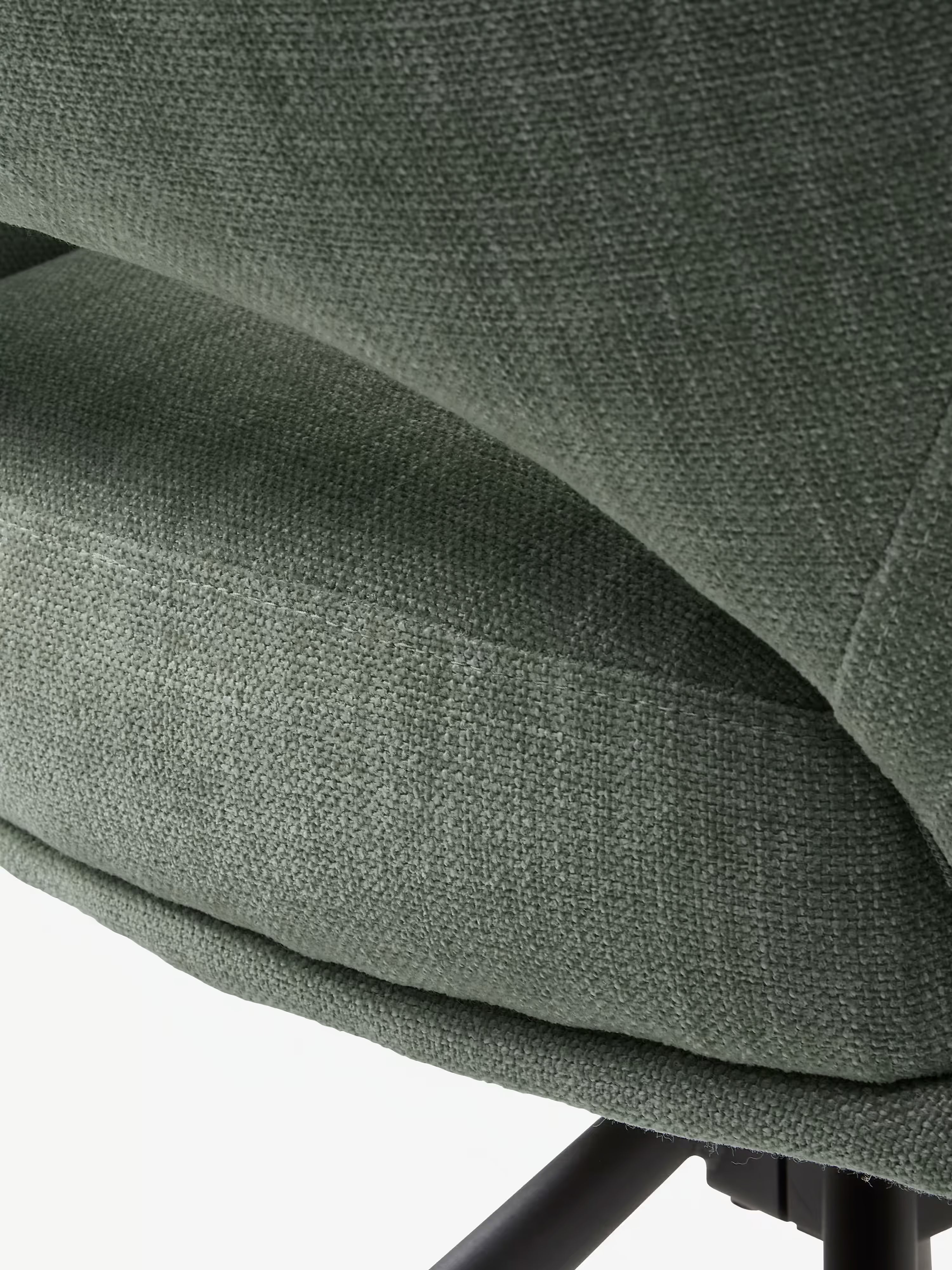 Cowley gepolsterter Drehstuhl aus grünem Stoff und schwarzen Beinen – modernes Design
