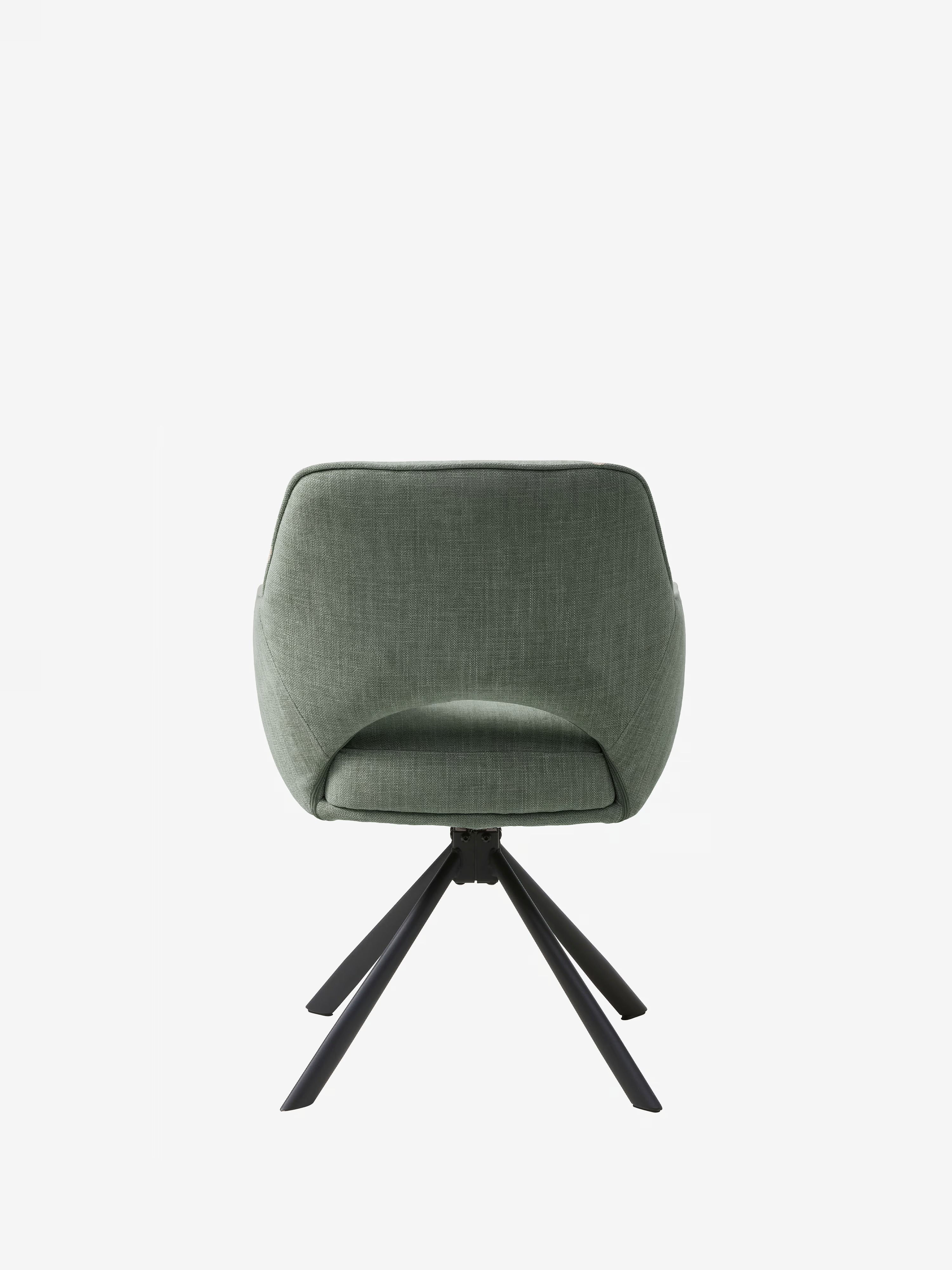 Cowley gepolsterter Drehstuhl aus grünem Stoff und schwarzen Beinen – modernes Design