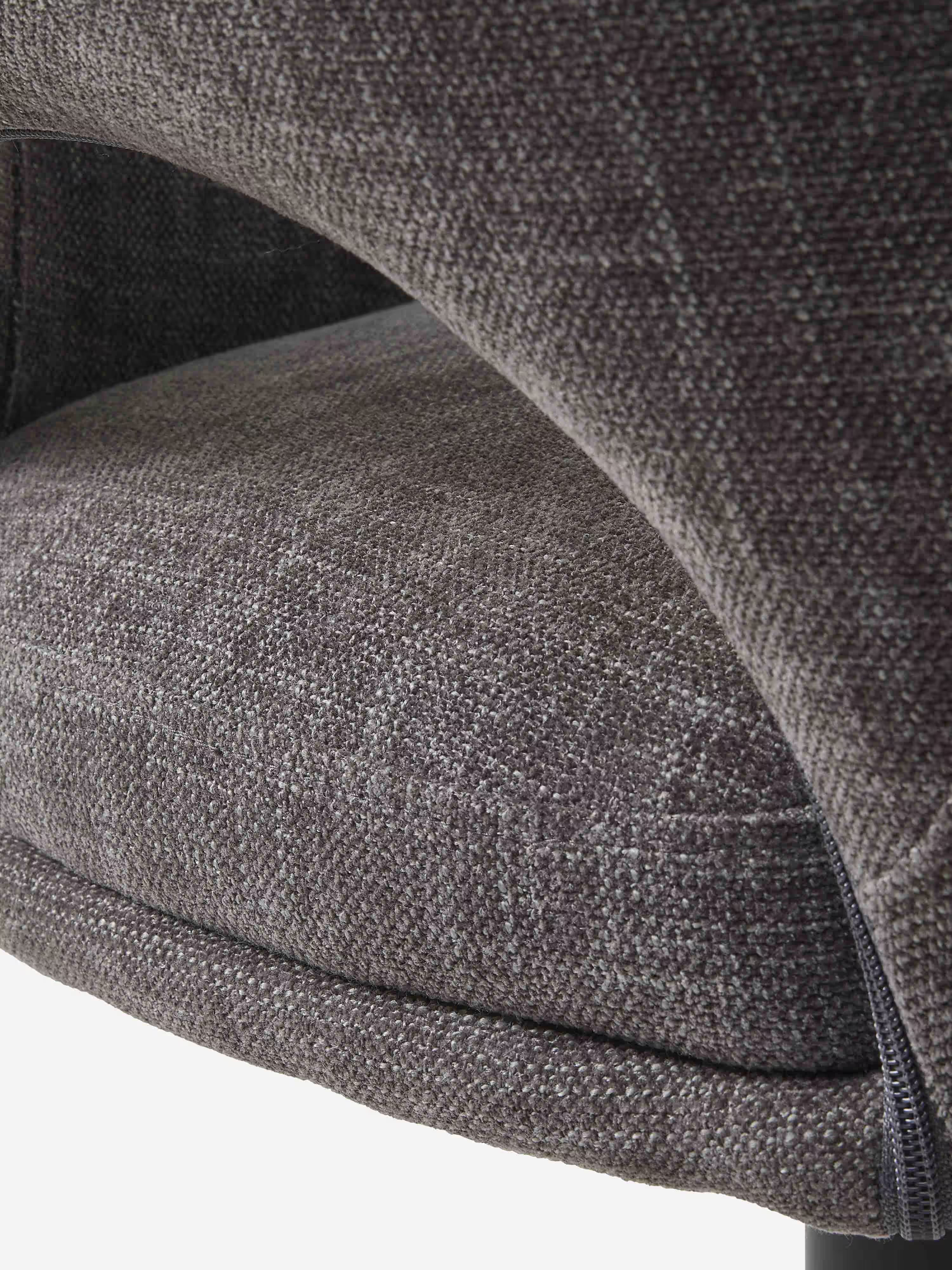 Cowley tabouret réglable et pivotant en tissu gris et métal noir | Design moderne