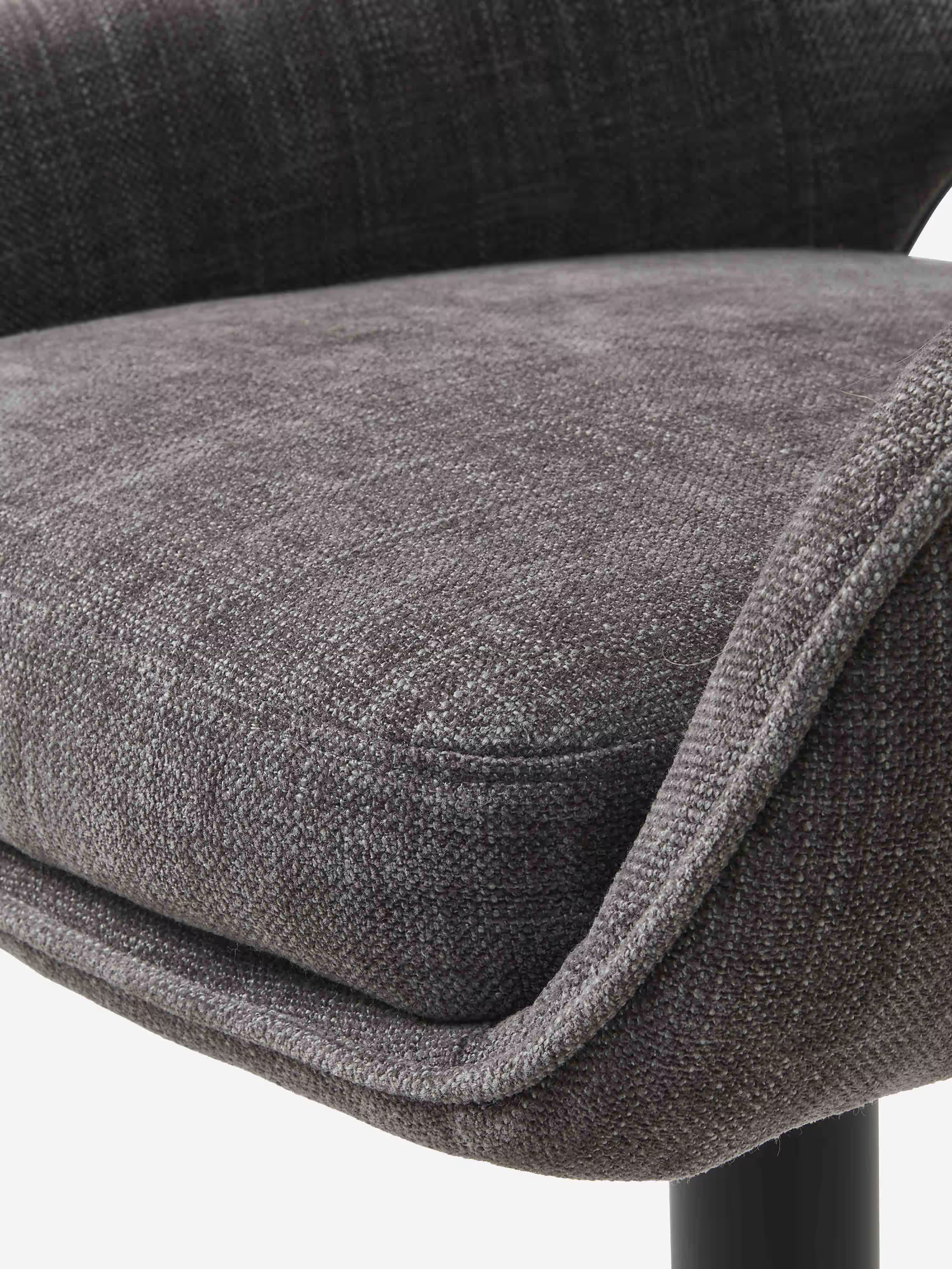 Cowley tabouret réglable et pivotant en tissu gris et métal noir | Design moderne