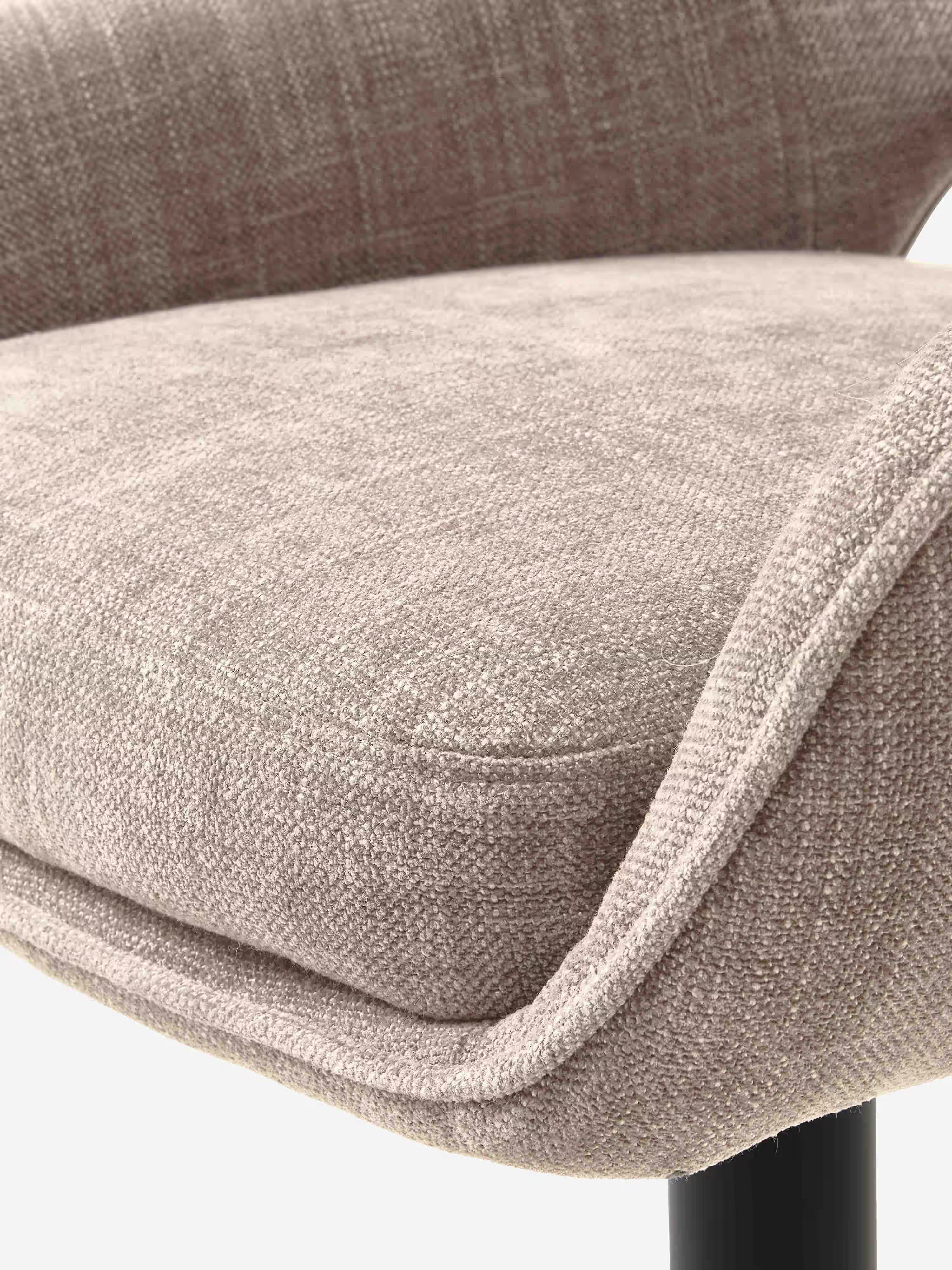 Cowley höhenverstellbarer und drehbarer Hocker aus cremefarbenem Stoff und schwarzem Metall | modernes Design