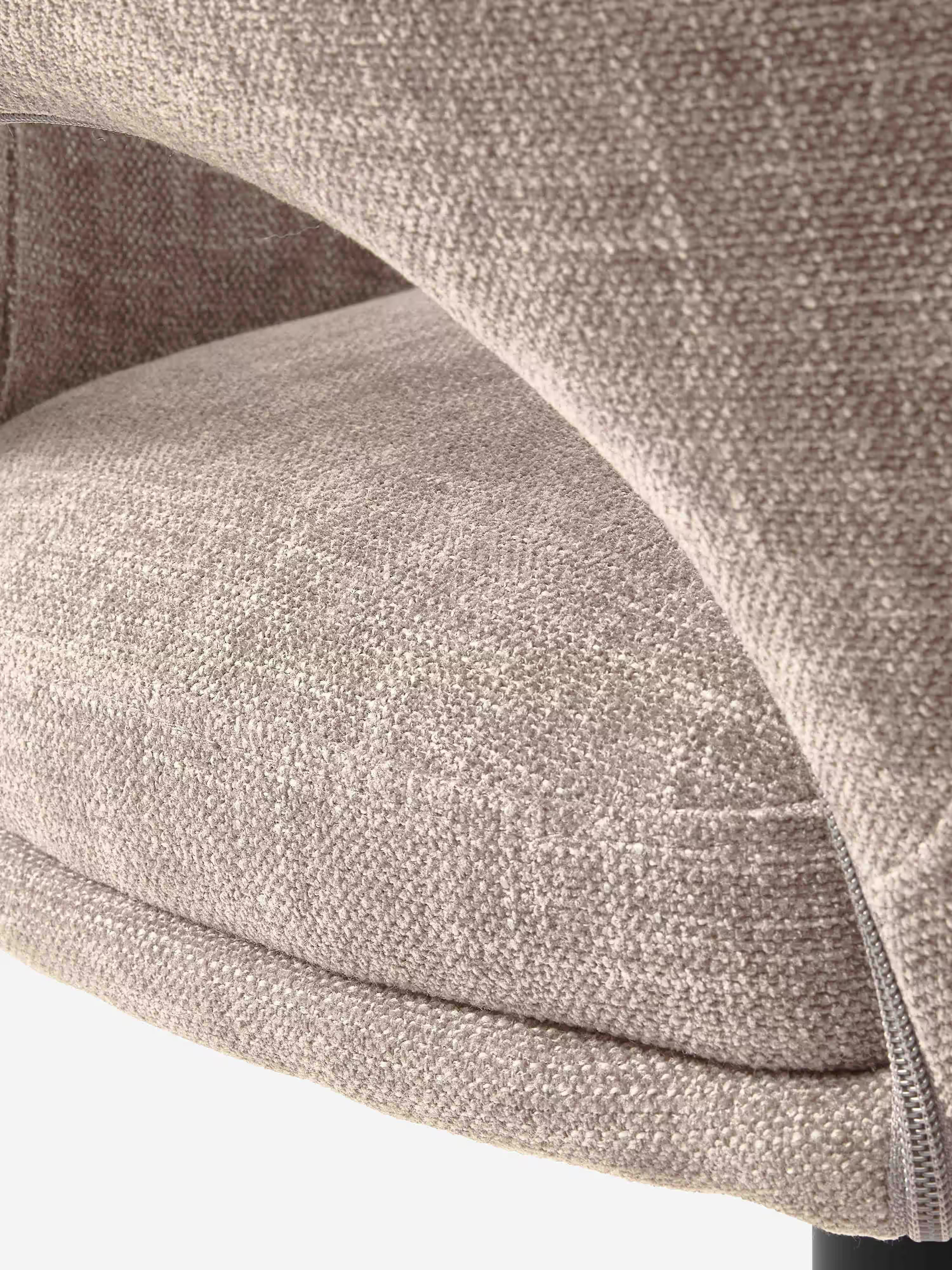 Cowley höhenverstellbarer und drehbarer Hocker aus cremefarbenem Stoff und schwarzem Metall | modernes Design