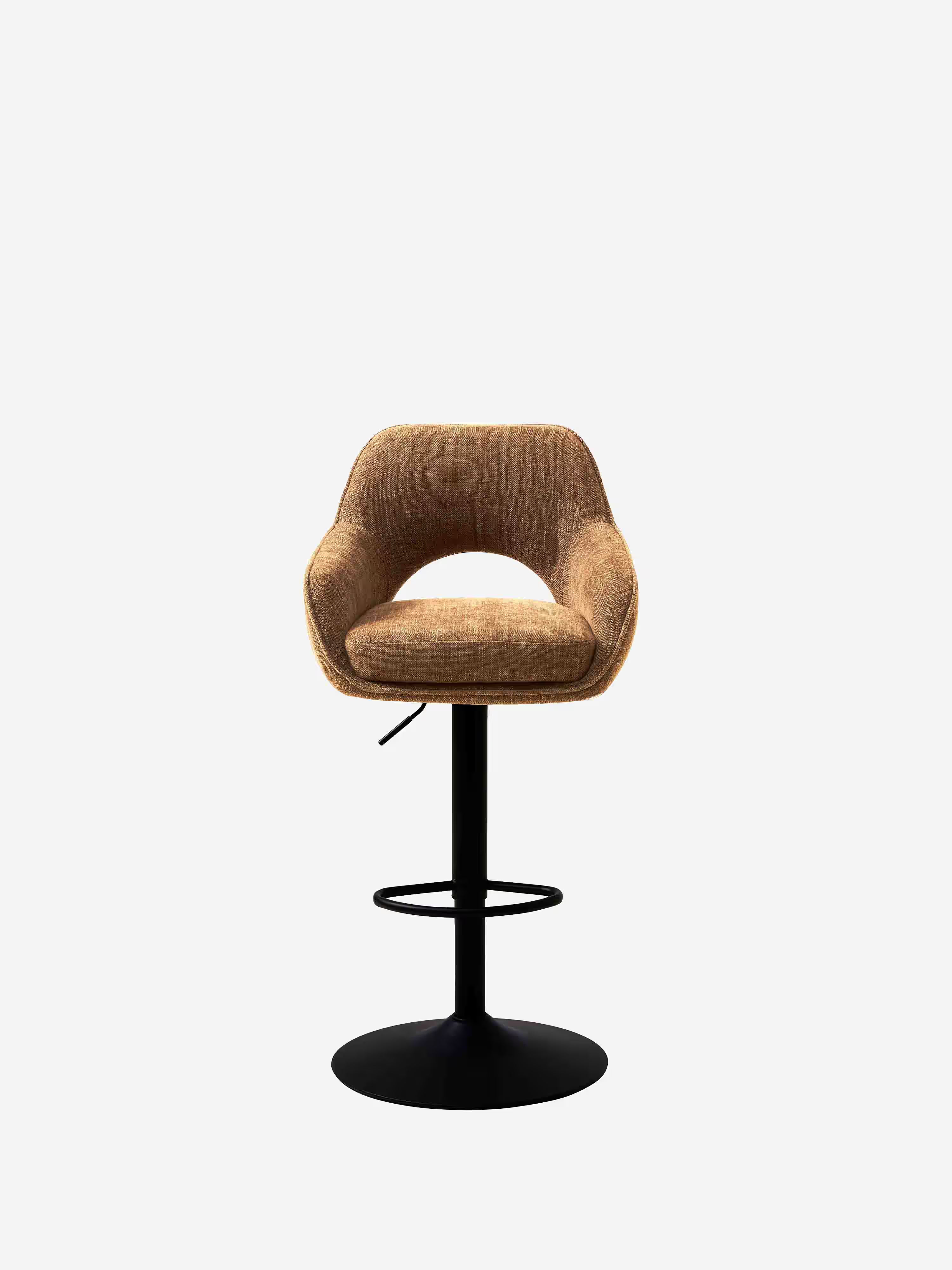 Cowley tabouret réglable et pivotant en tissu rouille et métal noir | Design moderne