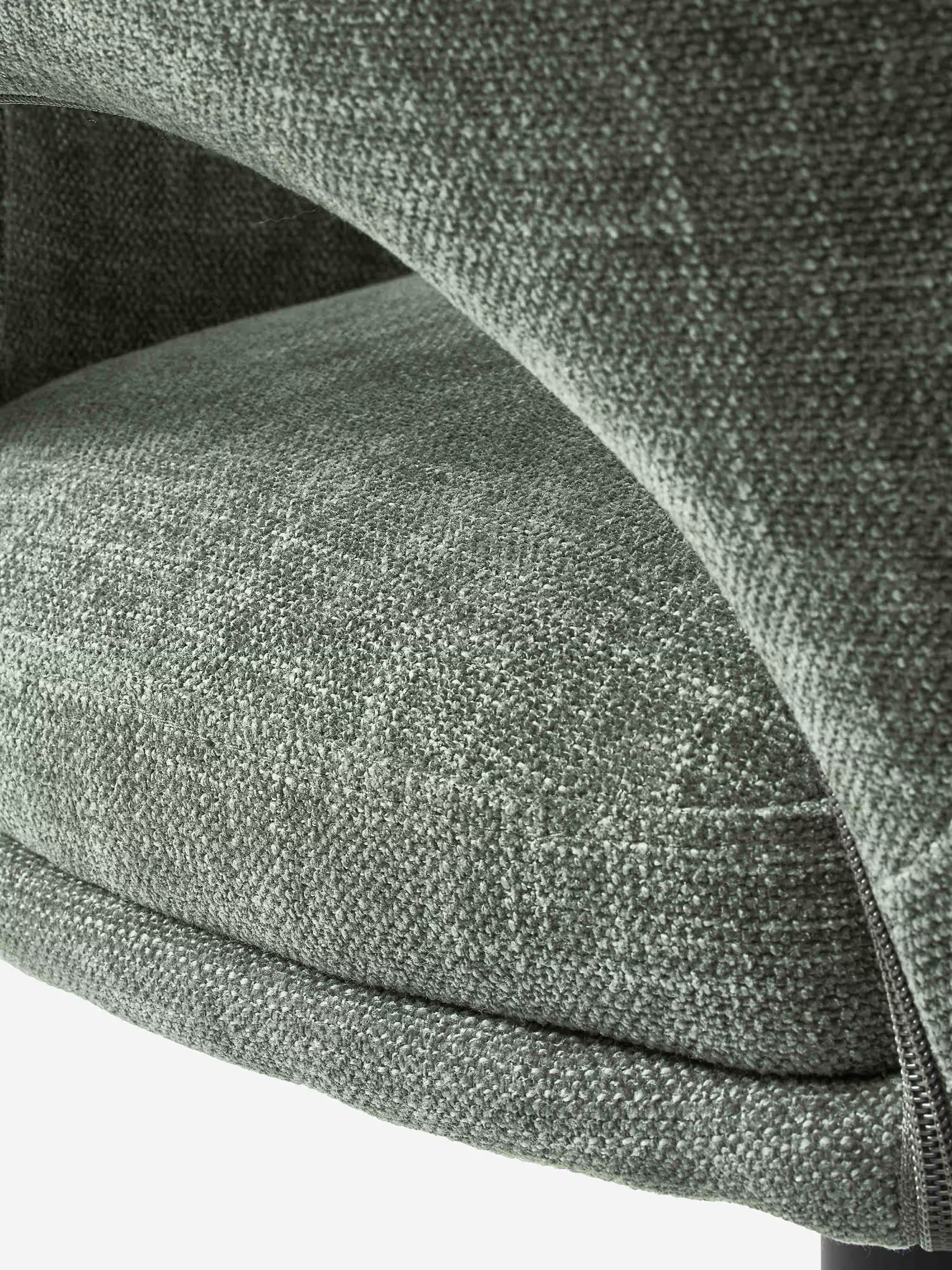Cowley verstellbarer und drehbarer Hocker aus grünem Stoff und schwarzem Metall | Modernes Design