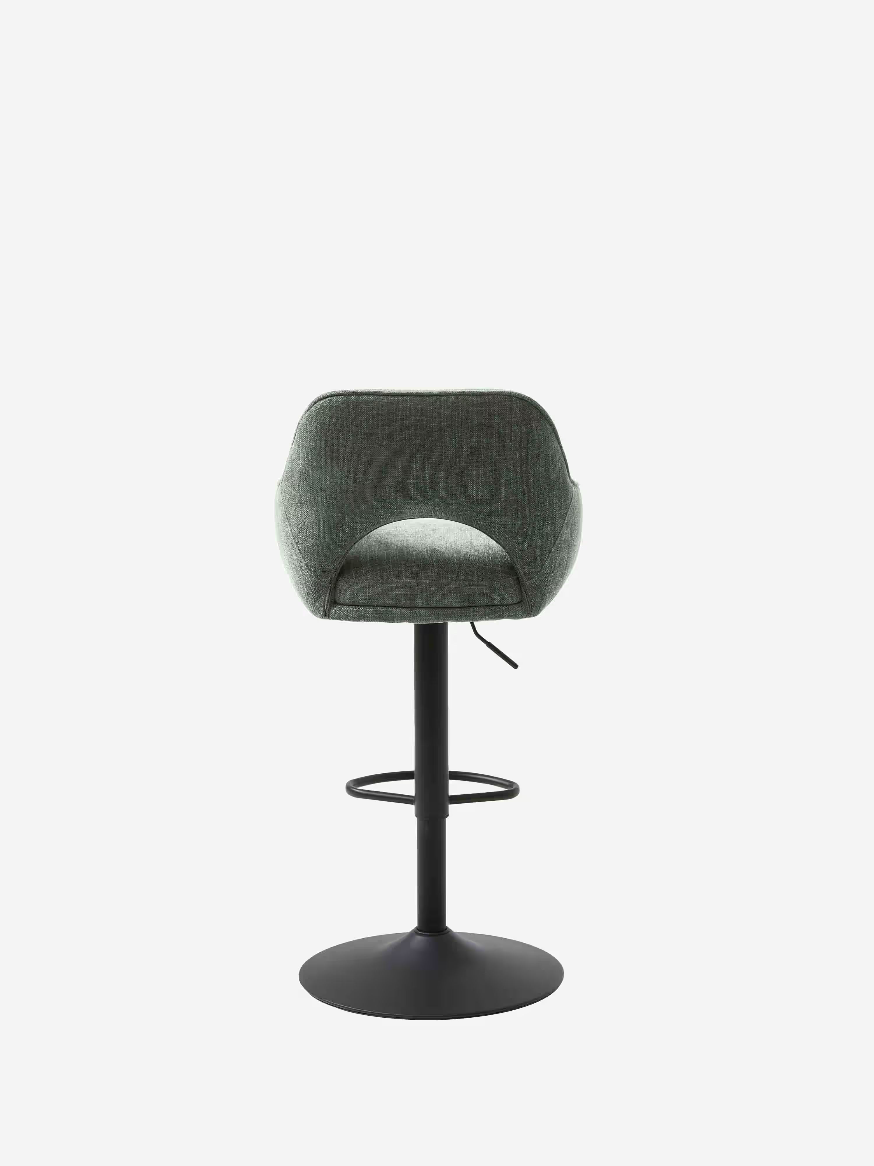 Cowley verstellbarer und drehbarer Hocker aus grünem Stoff und schwarzem Metall | Modernes Design