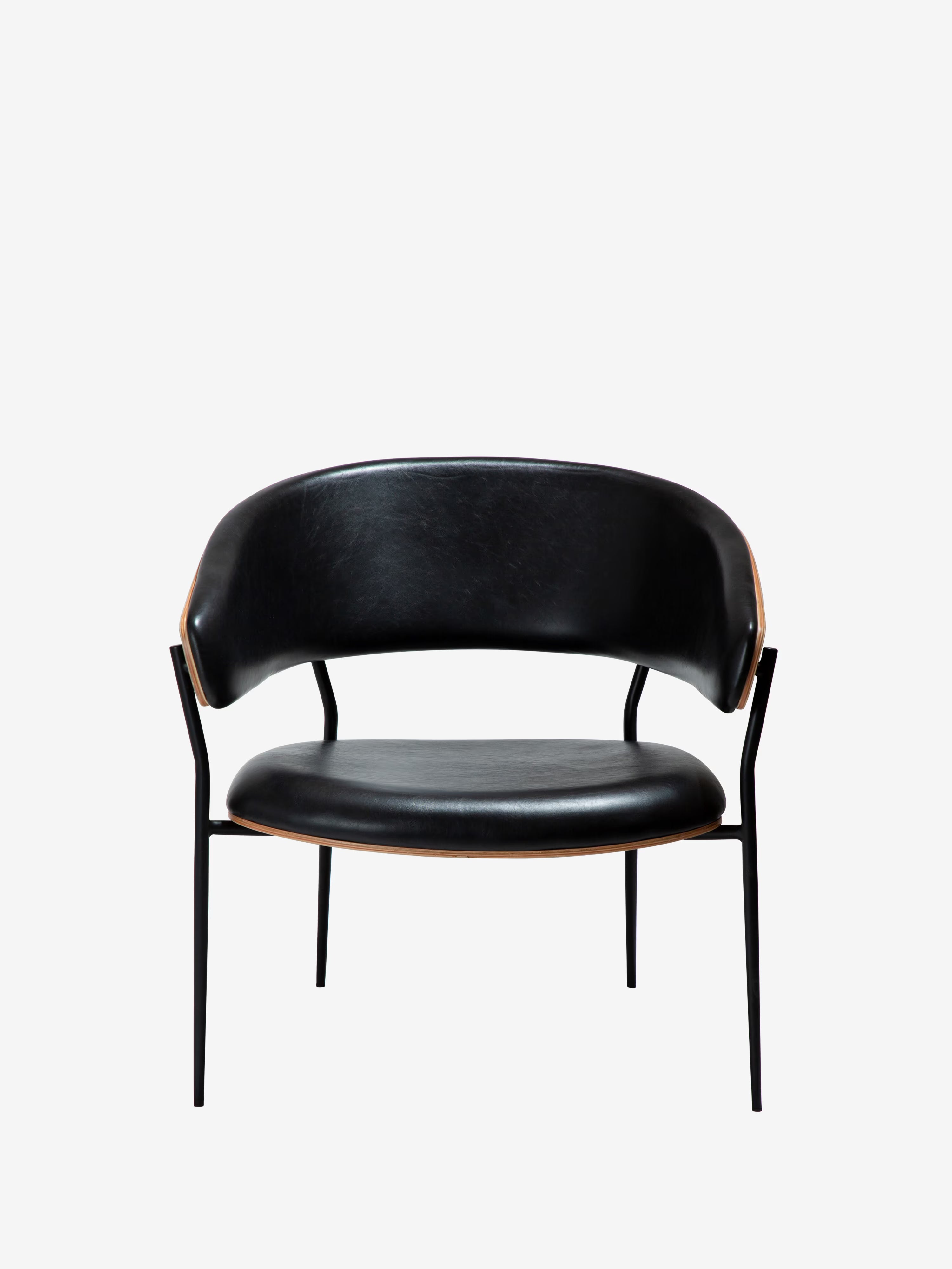 Crib Poltrona in Pelle sintetica e legno - stile mid-century con gambe in metallo anni '50