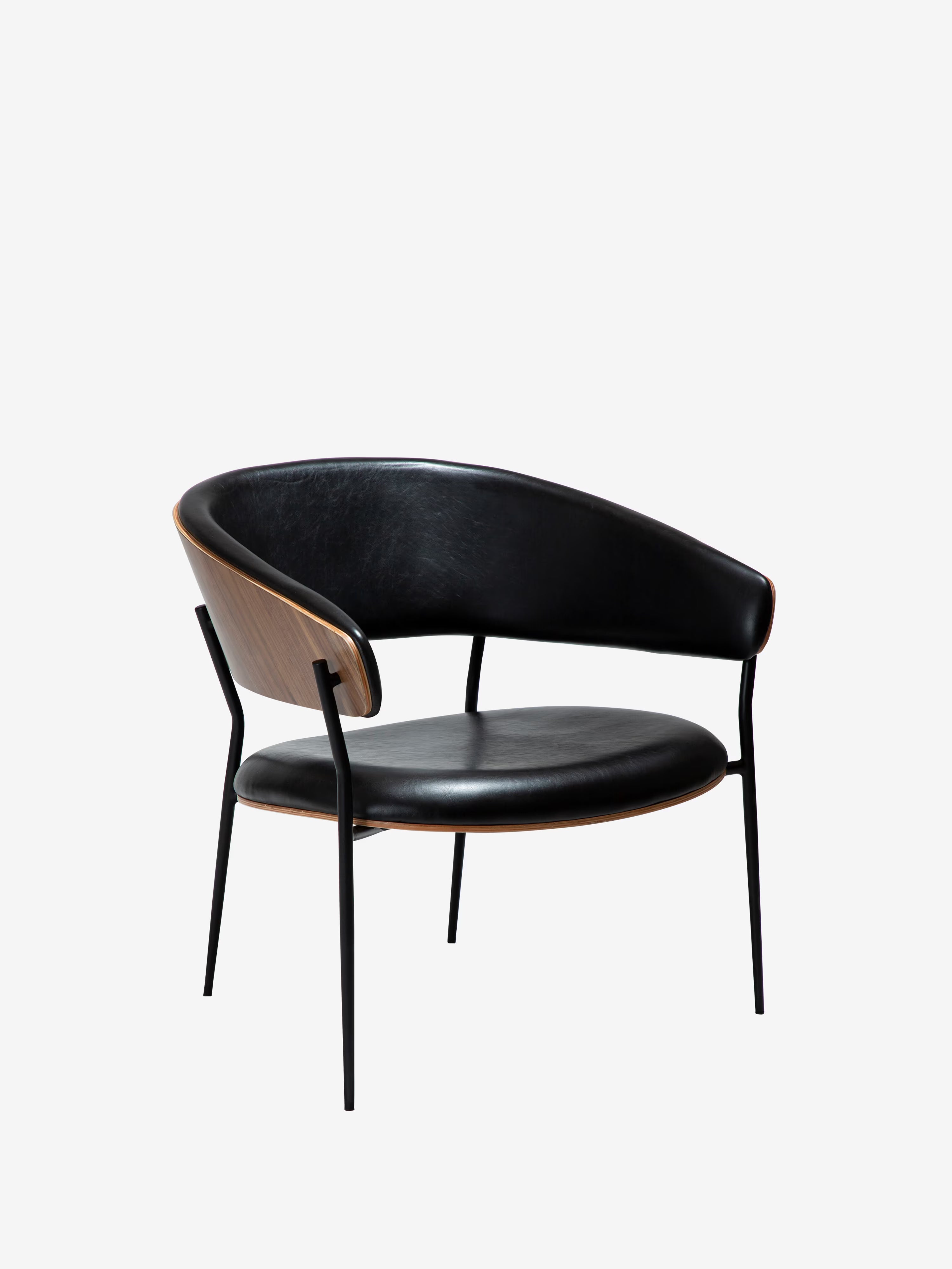 Crib Poltrona in Pelle sintetica e legno - stile mid-century con gambe in metallo anni '50