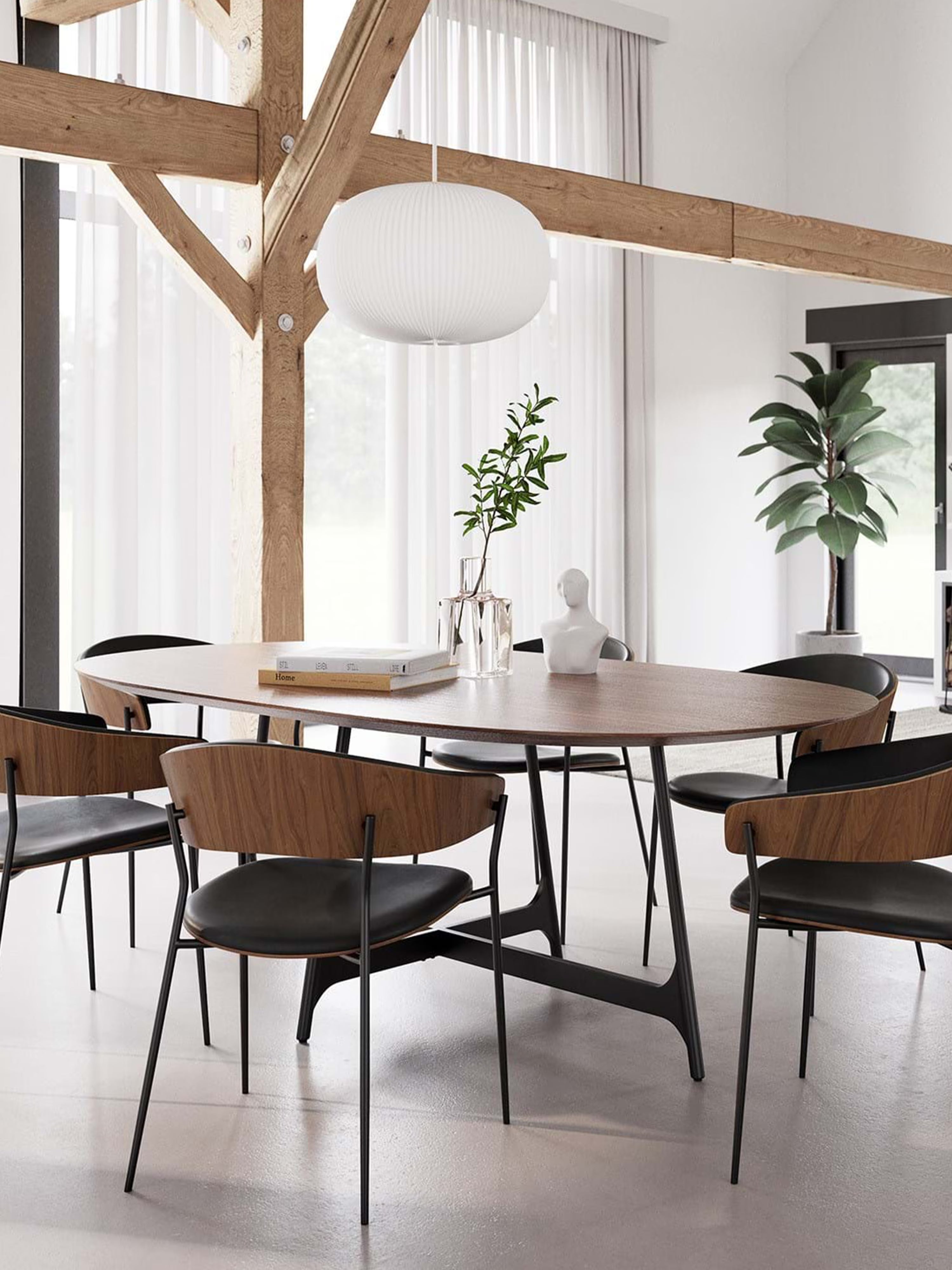 Crib Chair in synthetic leather and veneered wood - mid-century style with metal legs