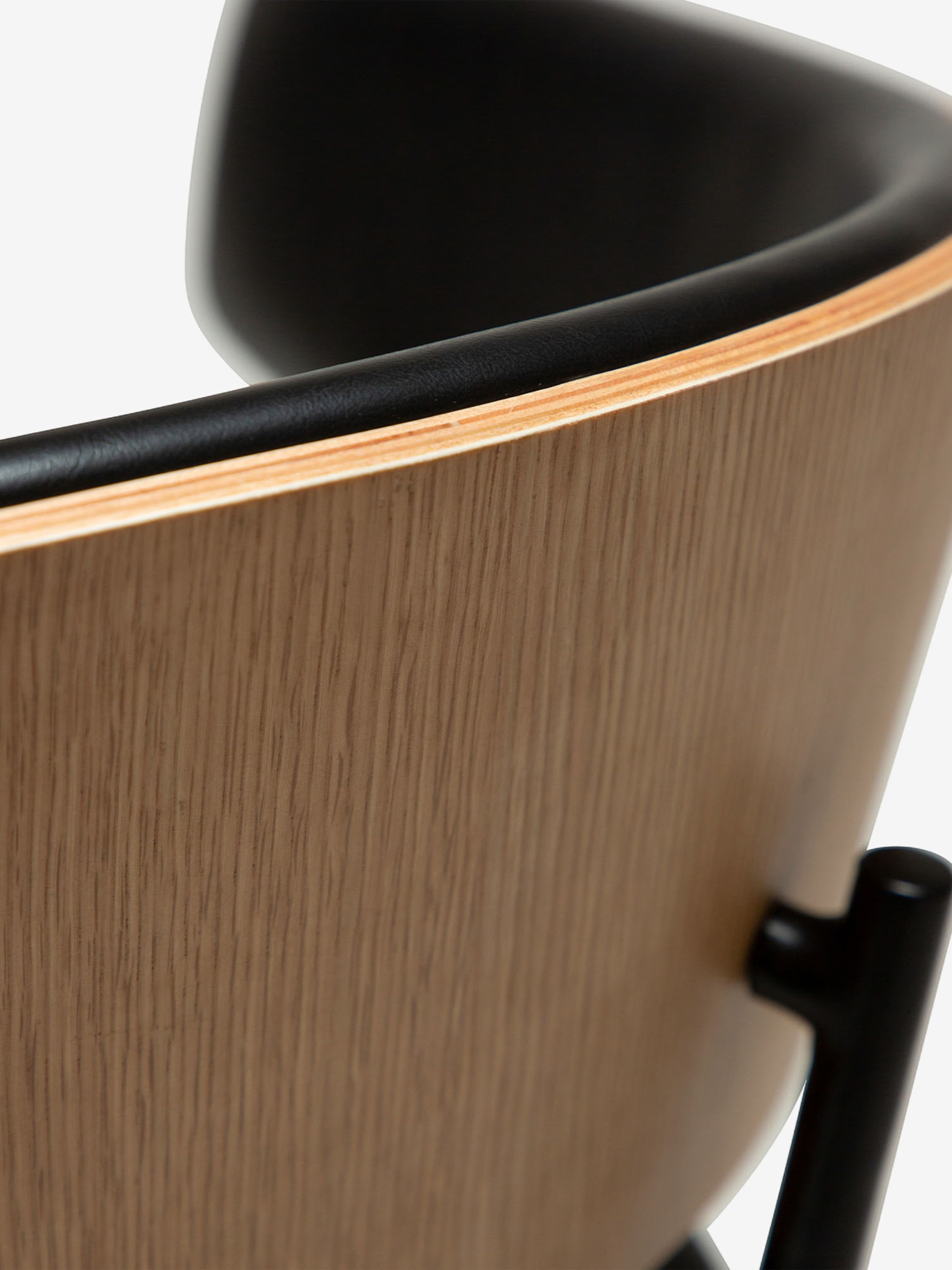 Crib Tabouret en cuir synthétique et bois - pieds en métal pour style mid-century années 50