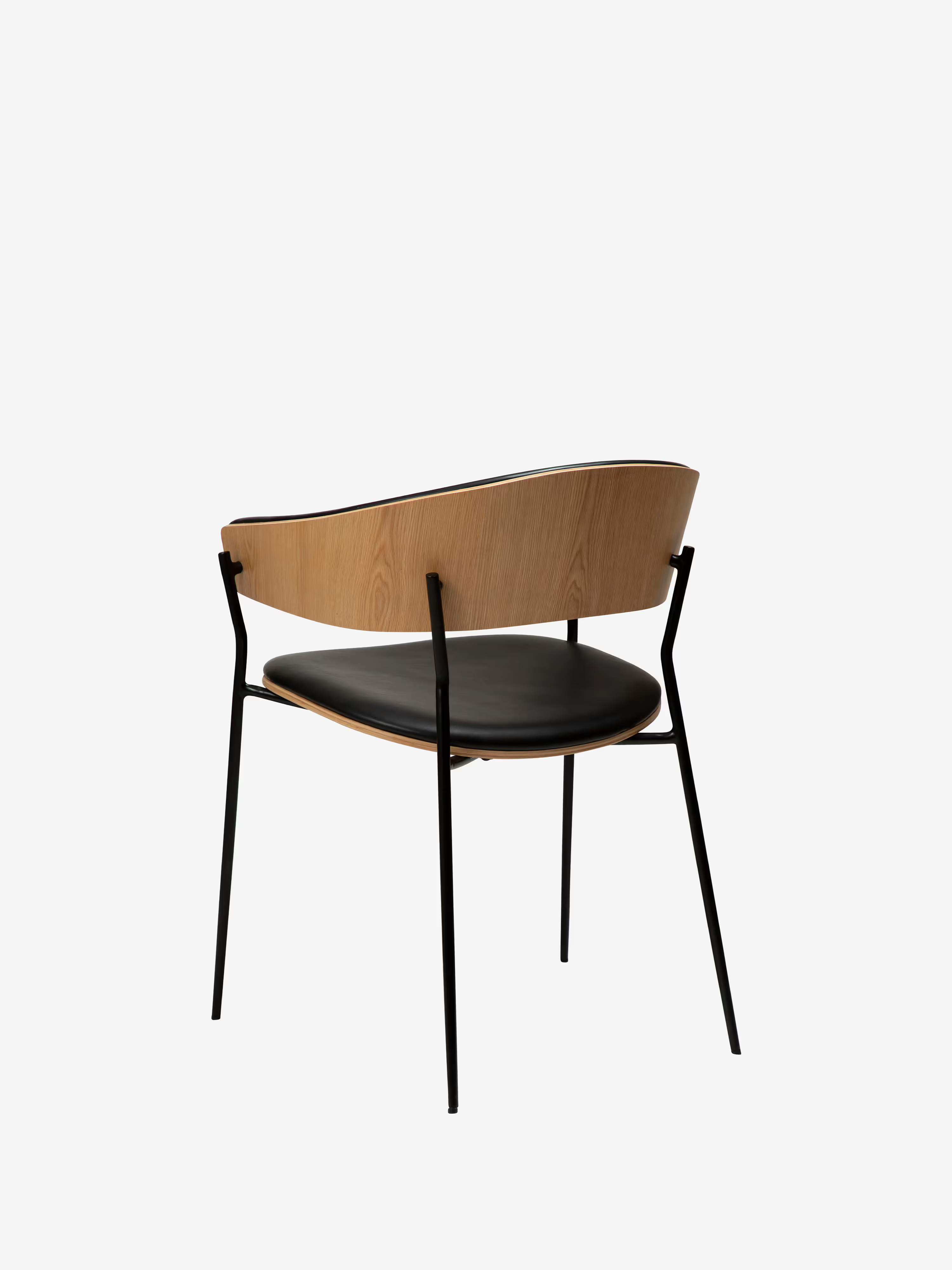 Crib Chaise en cuir synthétique et bois plaqué - style mid-century avec pieds en métal